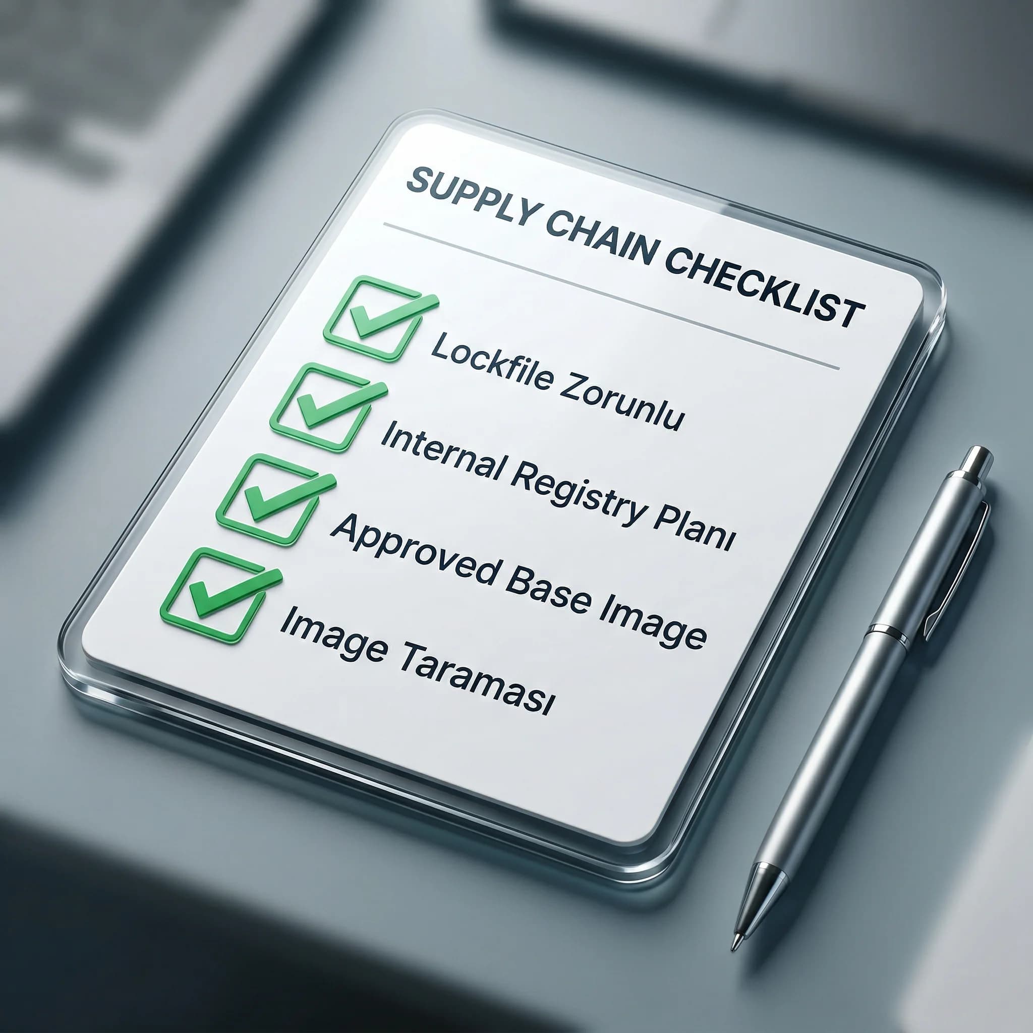 Dependency supply chain checklist’i, lockfile ve internal registry ile uygulanabilir güvenlik adımları
