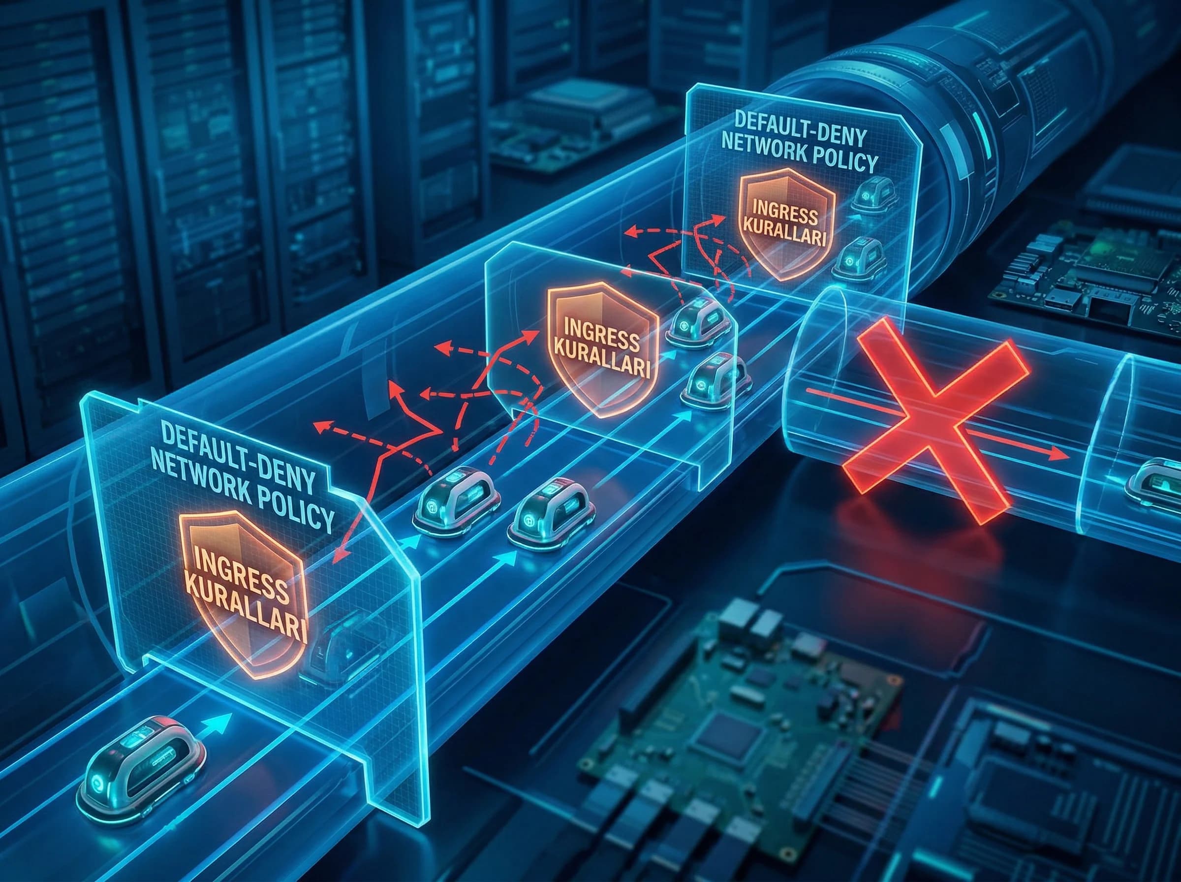 NetworkPolicy ve ingress kuralları, herkes her yere riskini kapatma bölümü ayırıcı