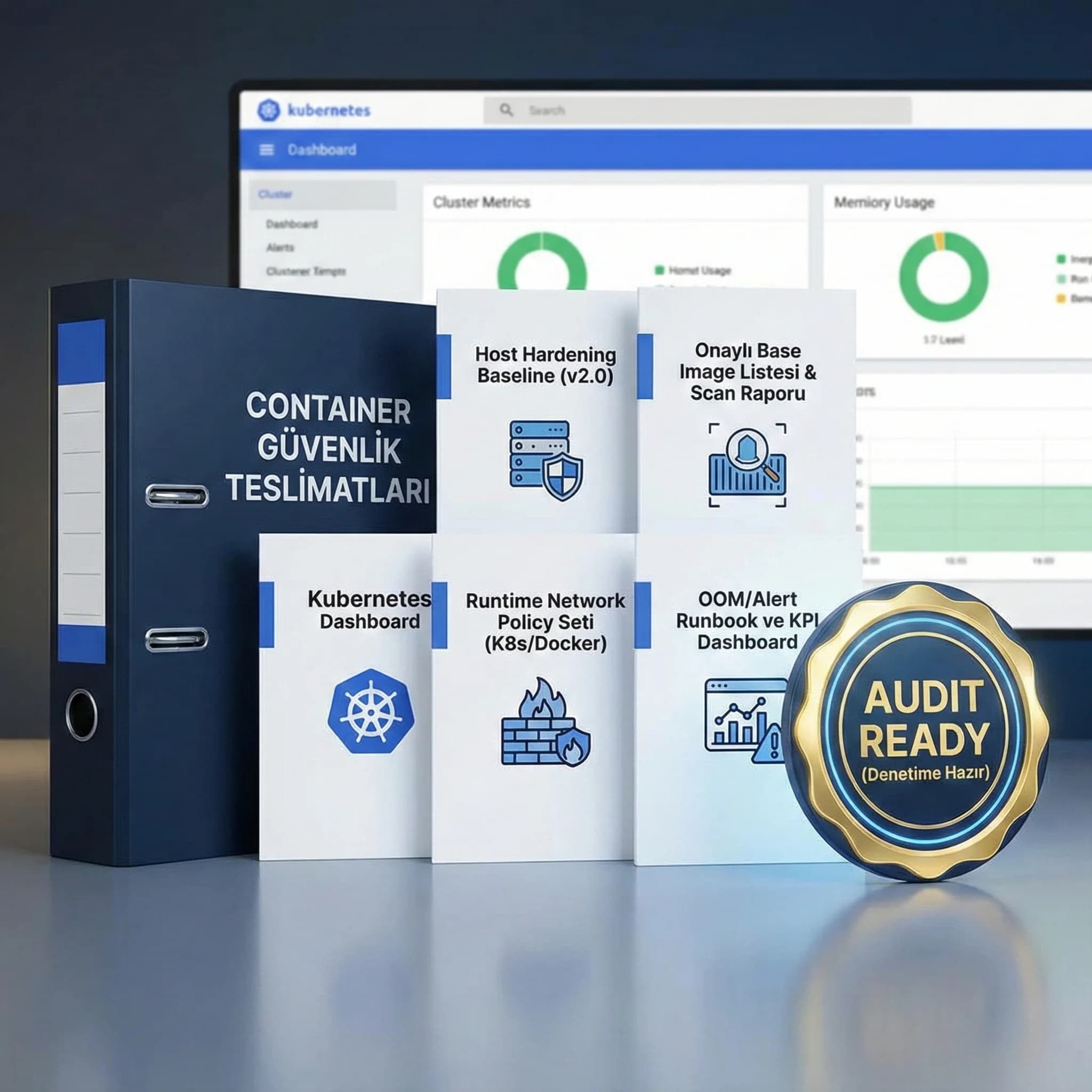 Container güvenlik deliverable seti, policy ve scan raporlarıyla sürdürülebilir güvenlik standardı