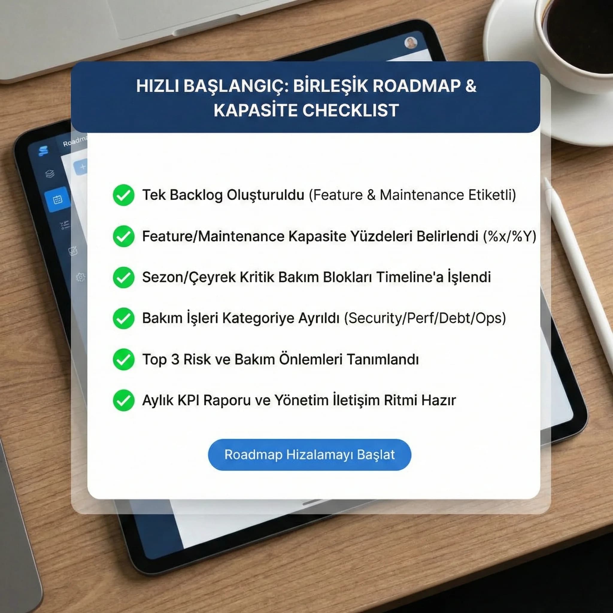 Bakım raporlama checklist kartı, amaç hızlı uygulama, iş ve teknik bağlamı