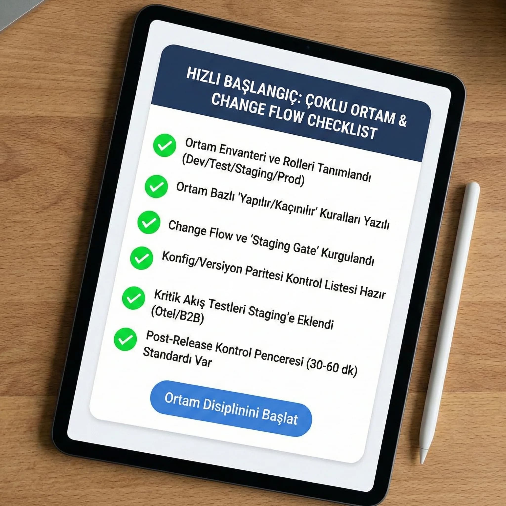 Bakım raporlama checklist kartı, amaç hızlı uygulama, iş ve teknik bağlamı