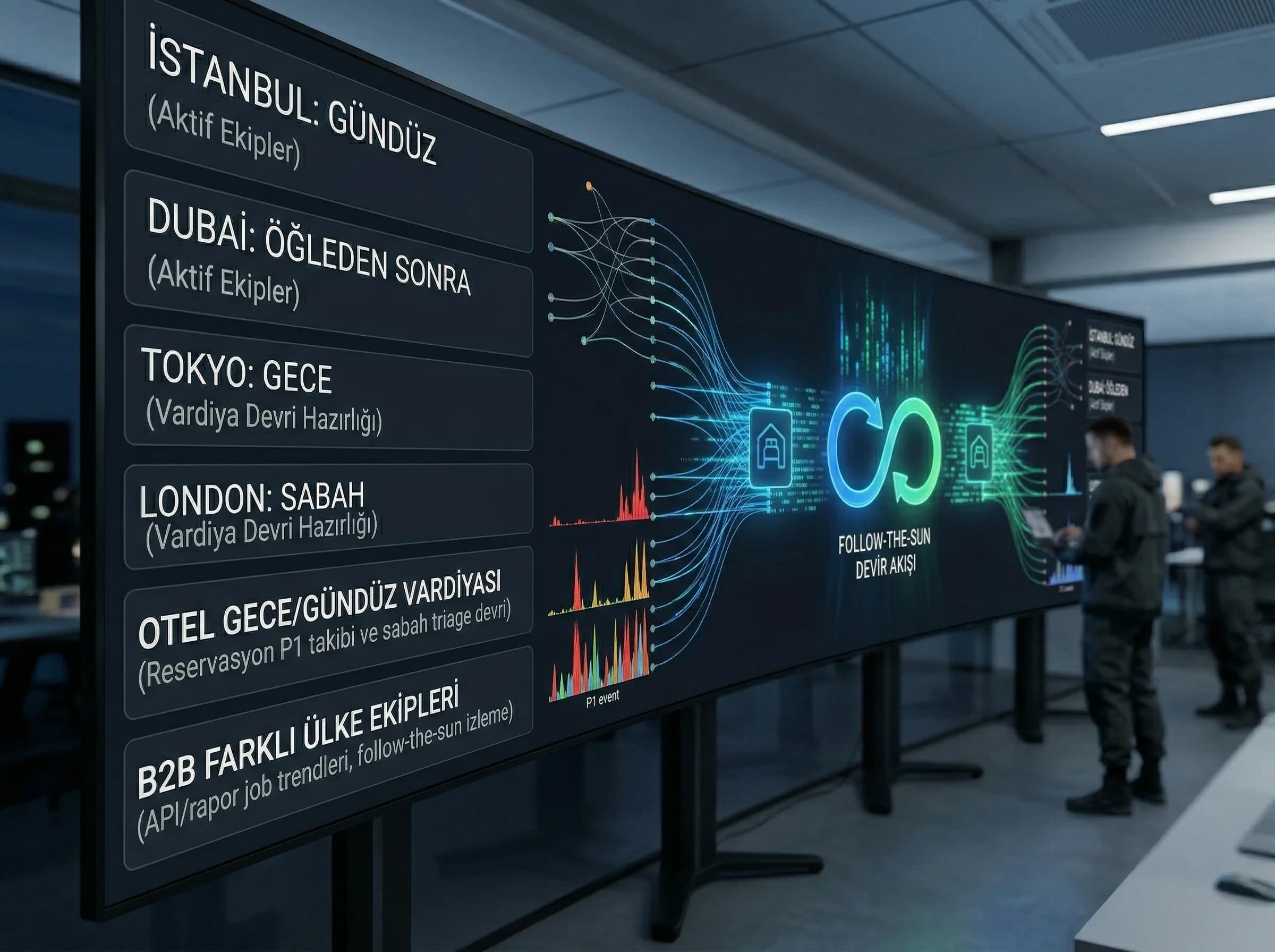 Zaman dilimi kurgusu, amaç follow-the-sun ops, otel ve B2B bağlamı