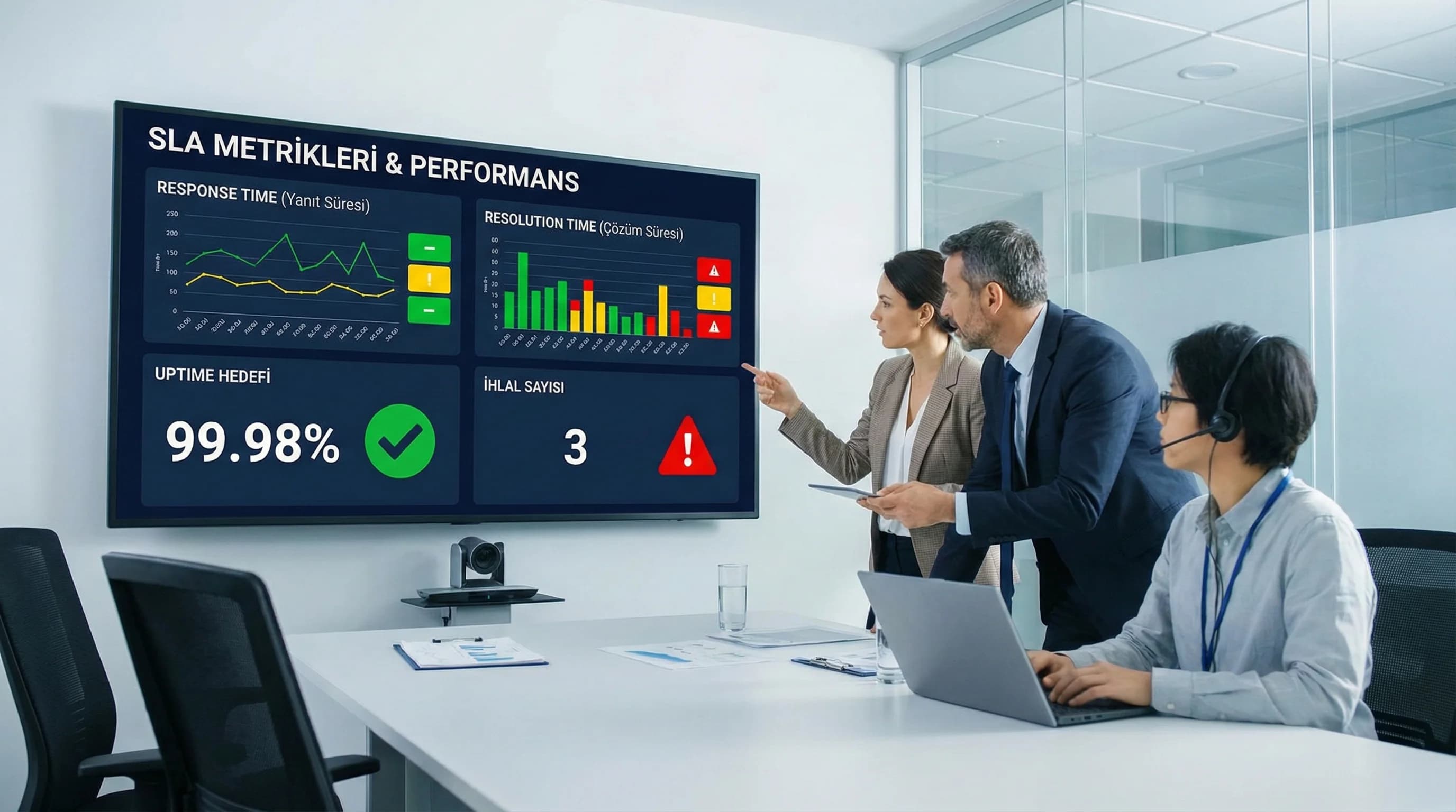 SLA metrikleri görünümü, amaç şeffaflık, hizmet yönetimi bağlamı