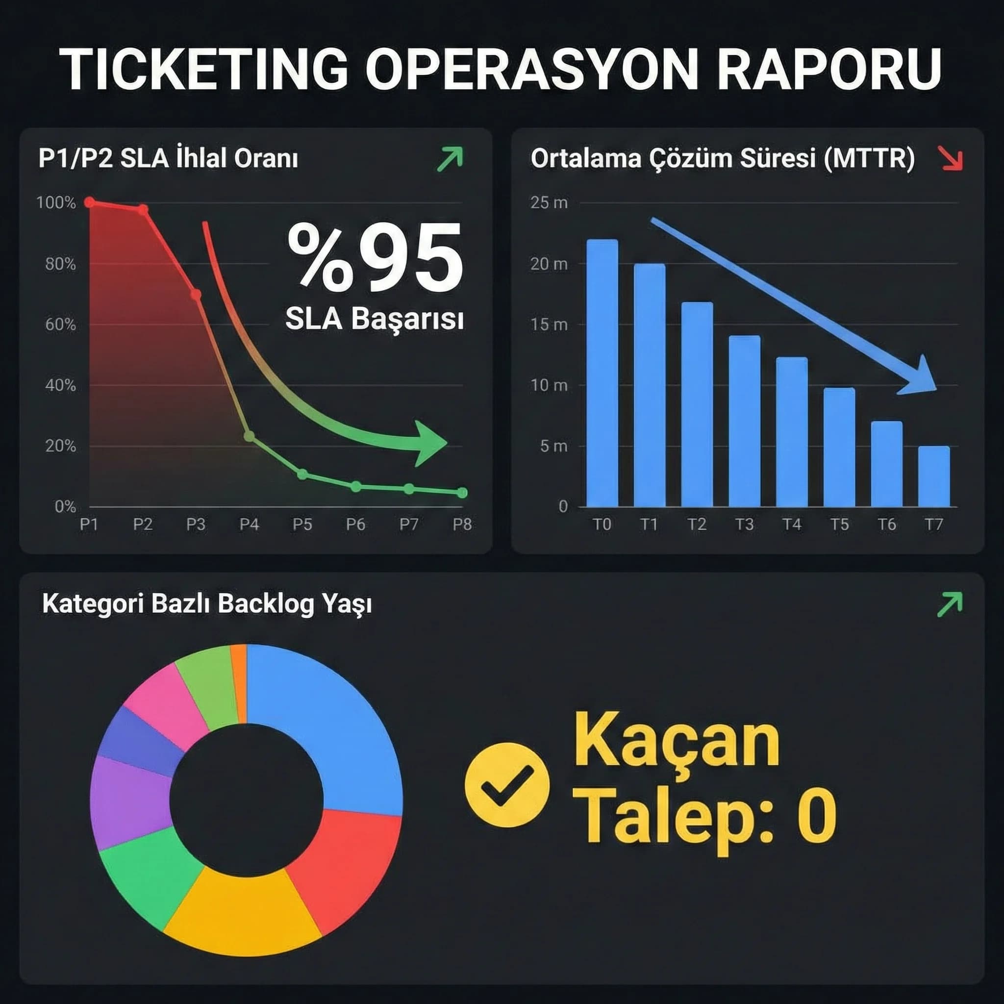 Ticketing KPI paneli, amaç ölçülebilir operasyon, raporlama bağlamı