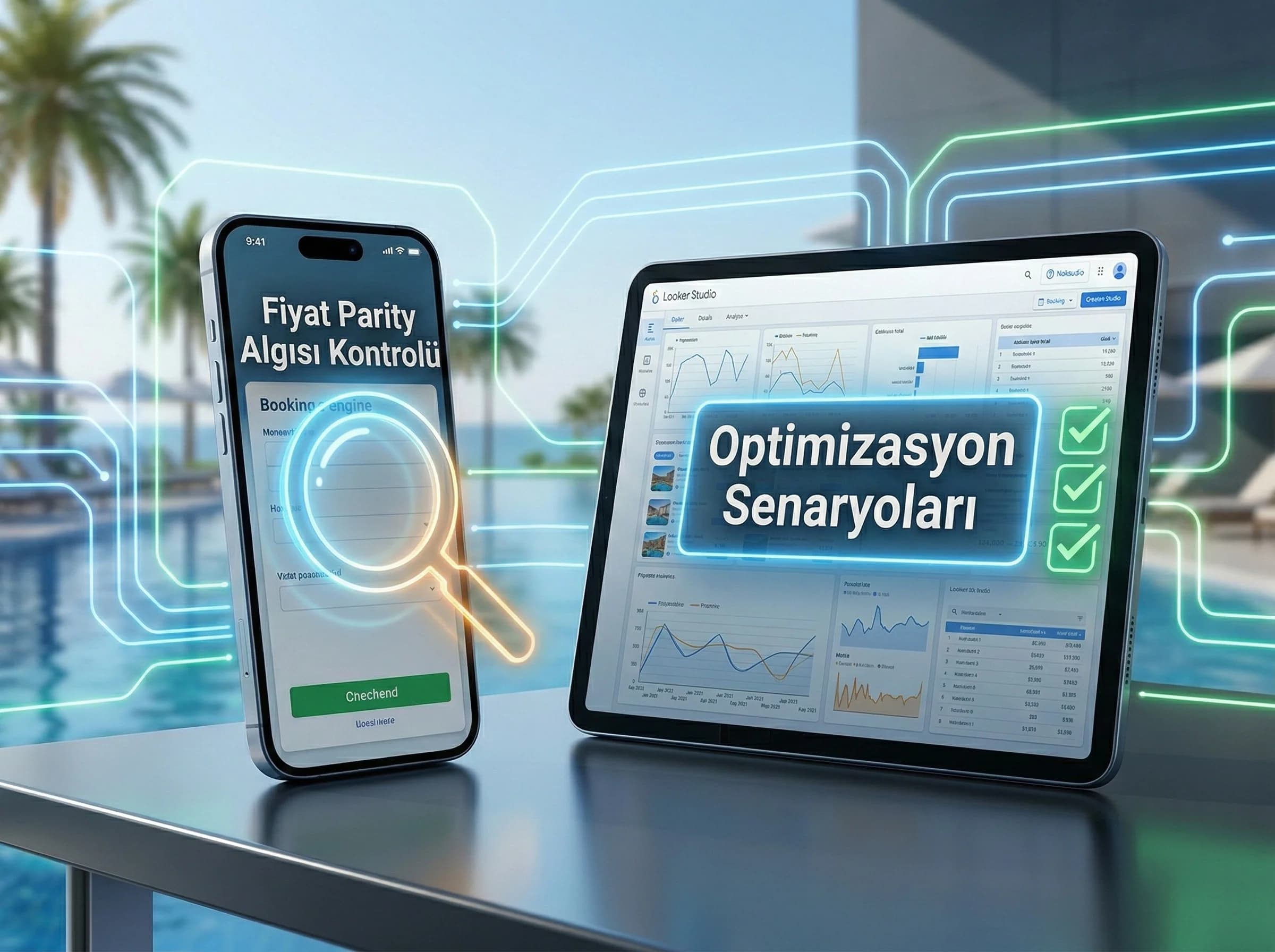 Impression click booking revenue ve net katkı KPI kartlarını özetleyen görsel