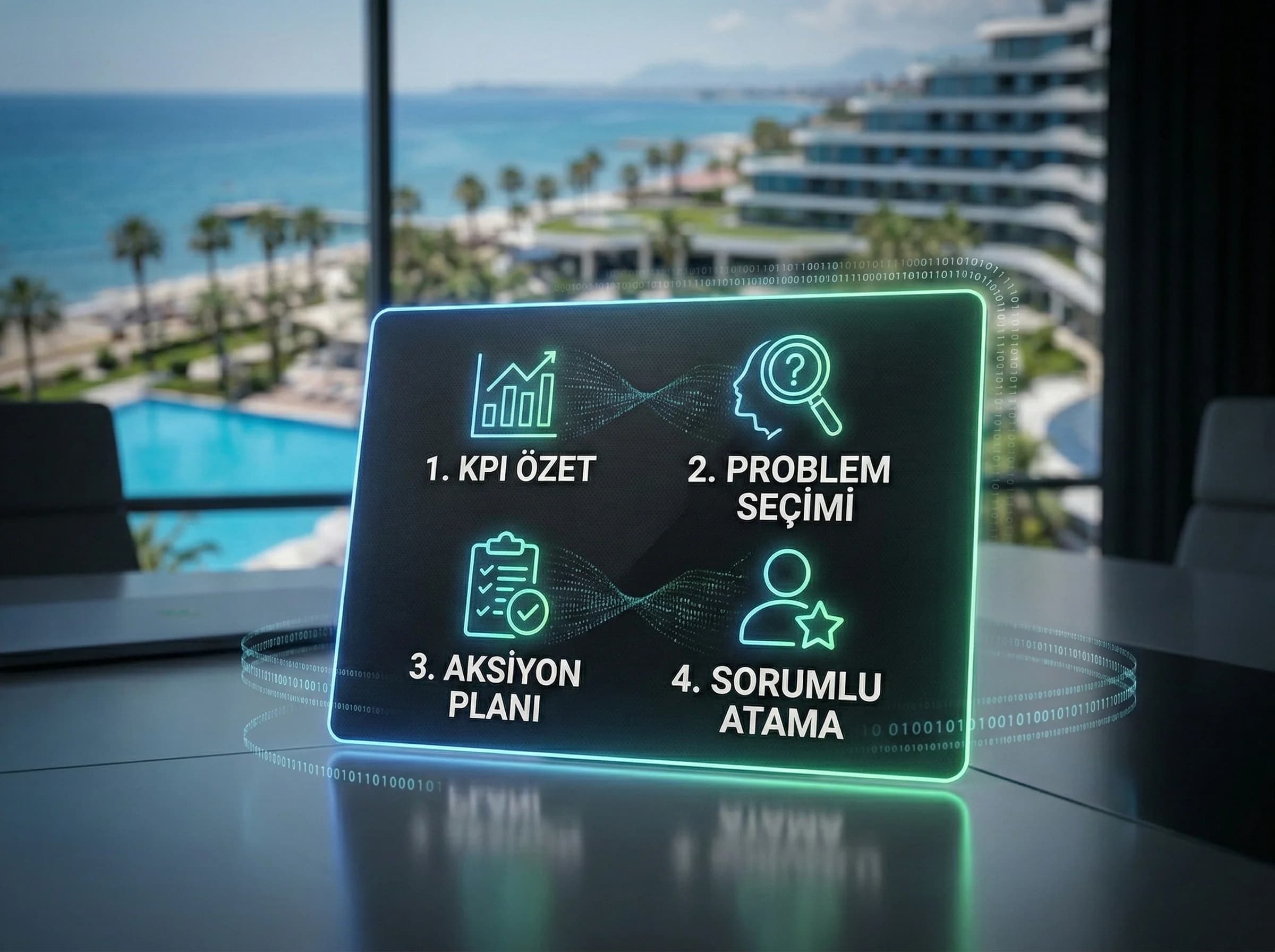Aylık review toplantı akışına geçişi ayıran görsel