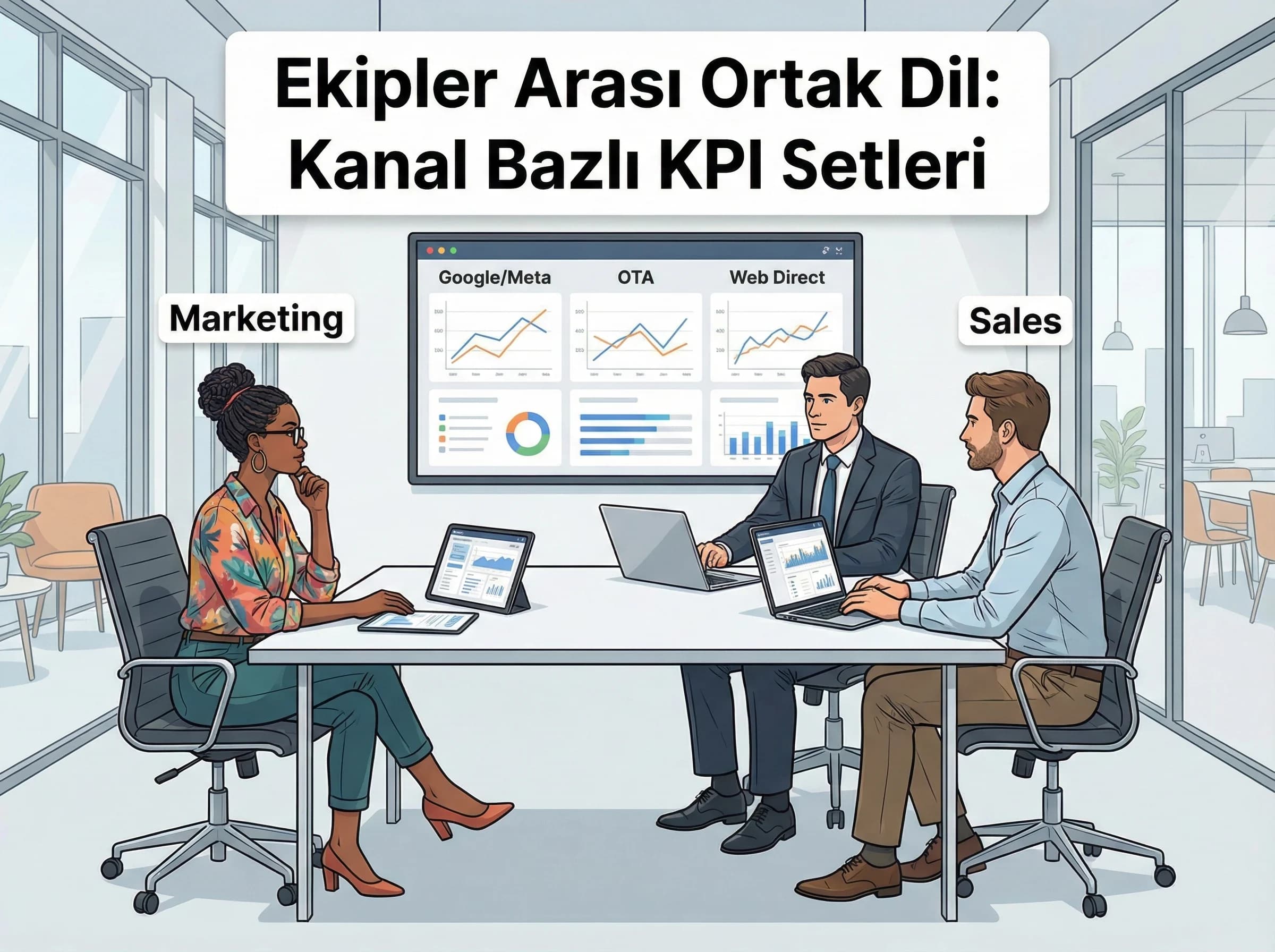 Kanal ve ekip bazlı KPI setlerine geçişi ayıran otel görseli