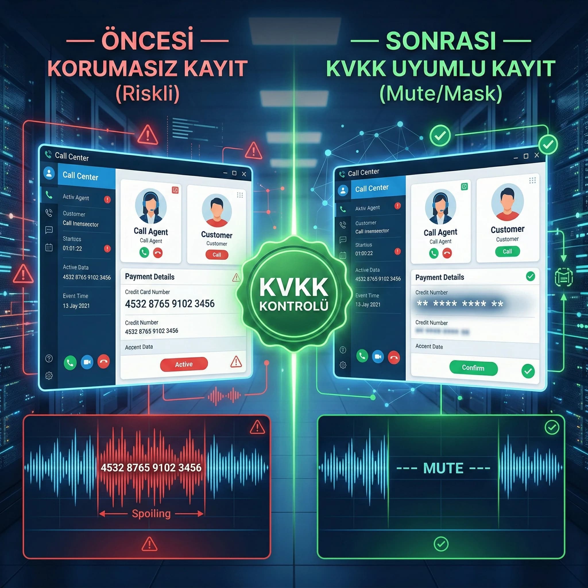 Ses kayıt akış diyagramı: aramadan arşive ve rapora giden süreç