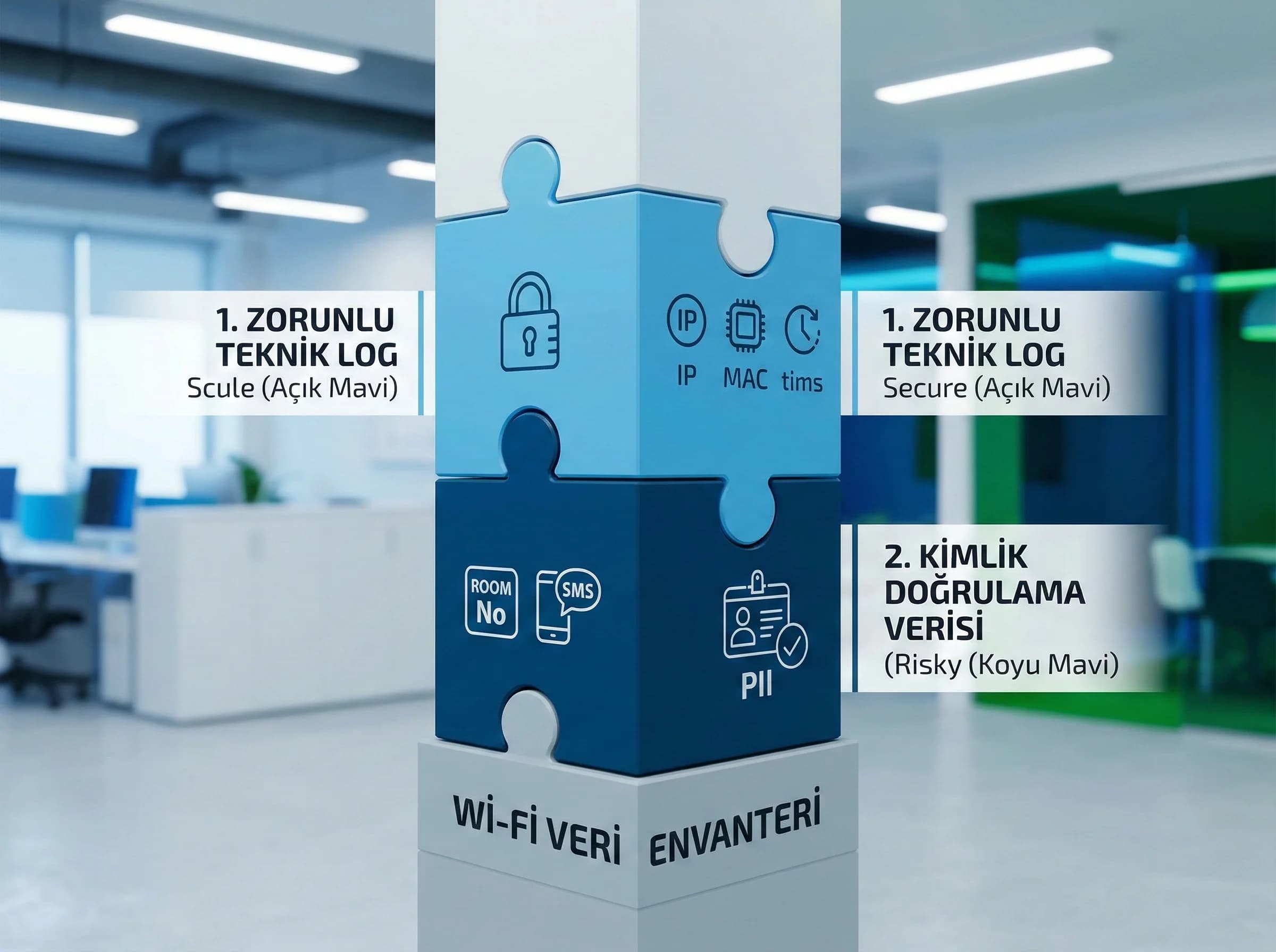Wi-Fi’de toplanan veri katmanları, teknik log ve login verisini ayırır