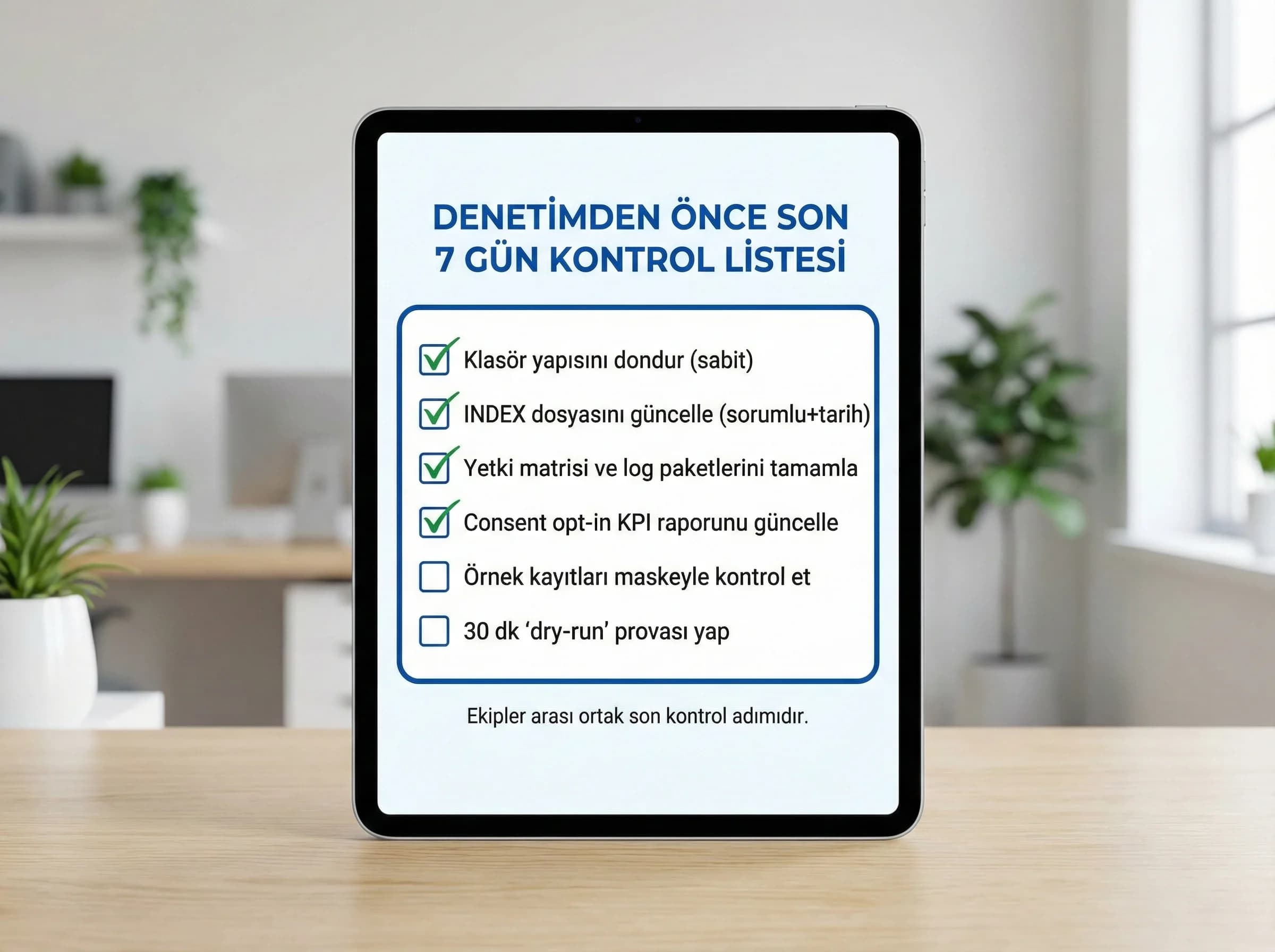 Denetimden önce son 7 gün yapılacaklar, ekipler arası ortak kontrol listesi