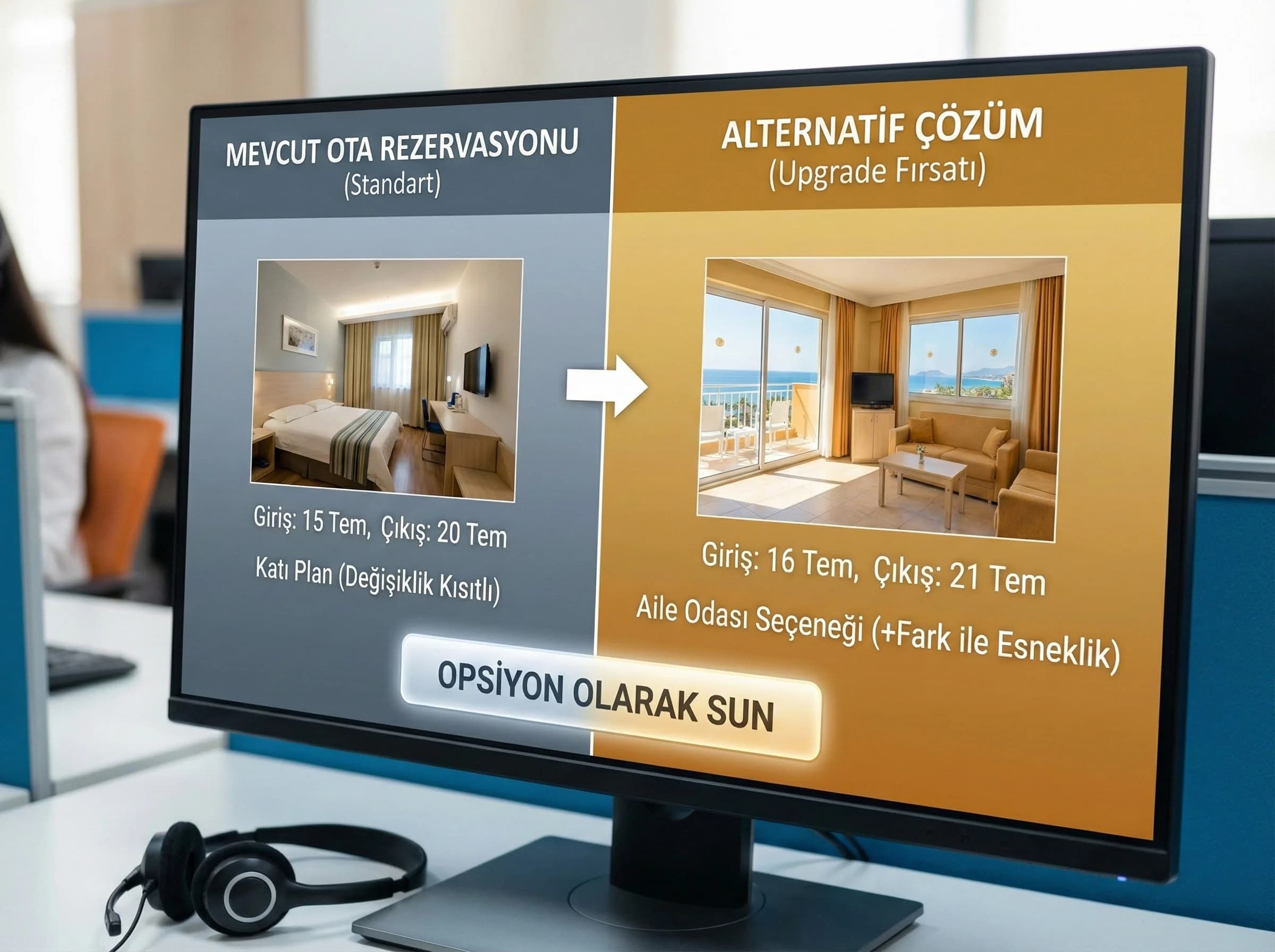 Değişiklik upgrade senaryosu + çözüm + resort otel bağlamı