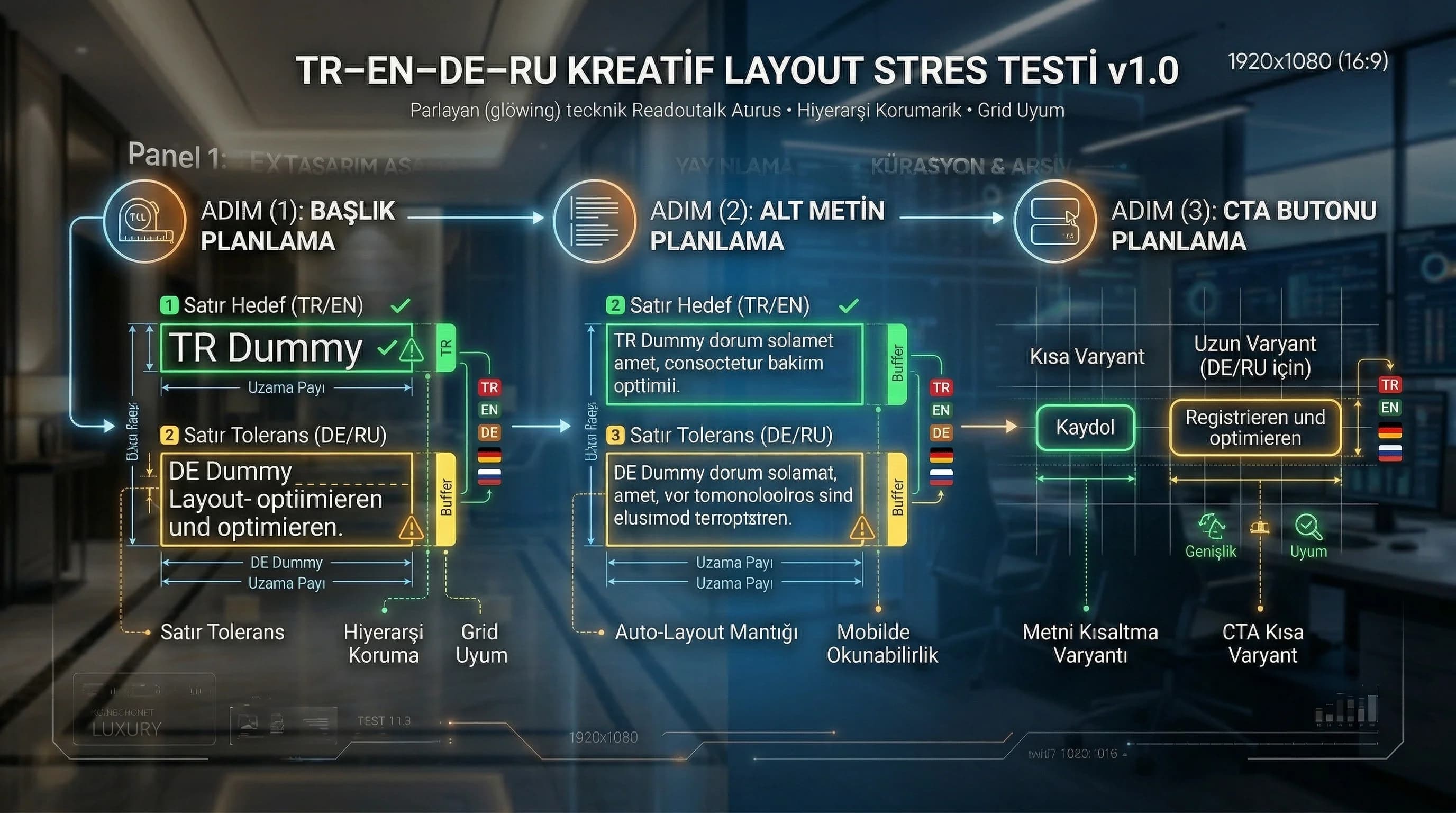 Text expansion diyagramı, başlık alt metin CTA uzama payı modeli