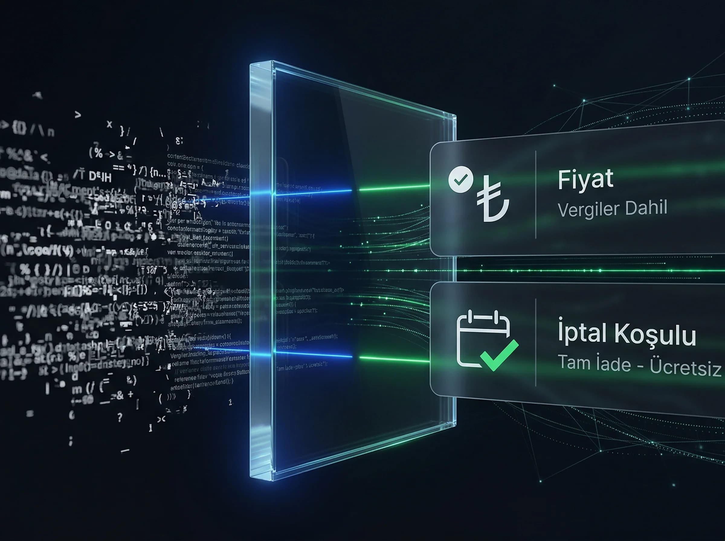 Şeffaf fiyat ve iptal tasarımı bölüm ayırıcı görseli