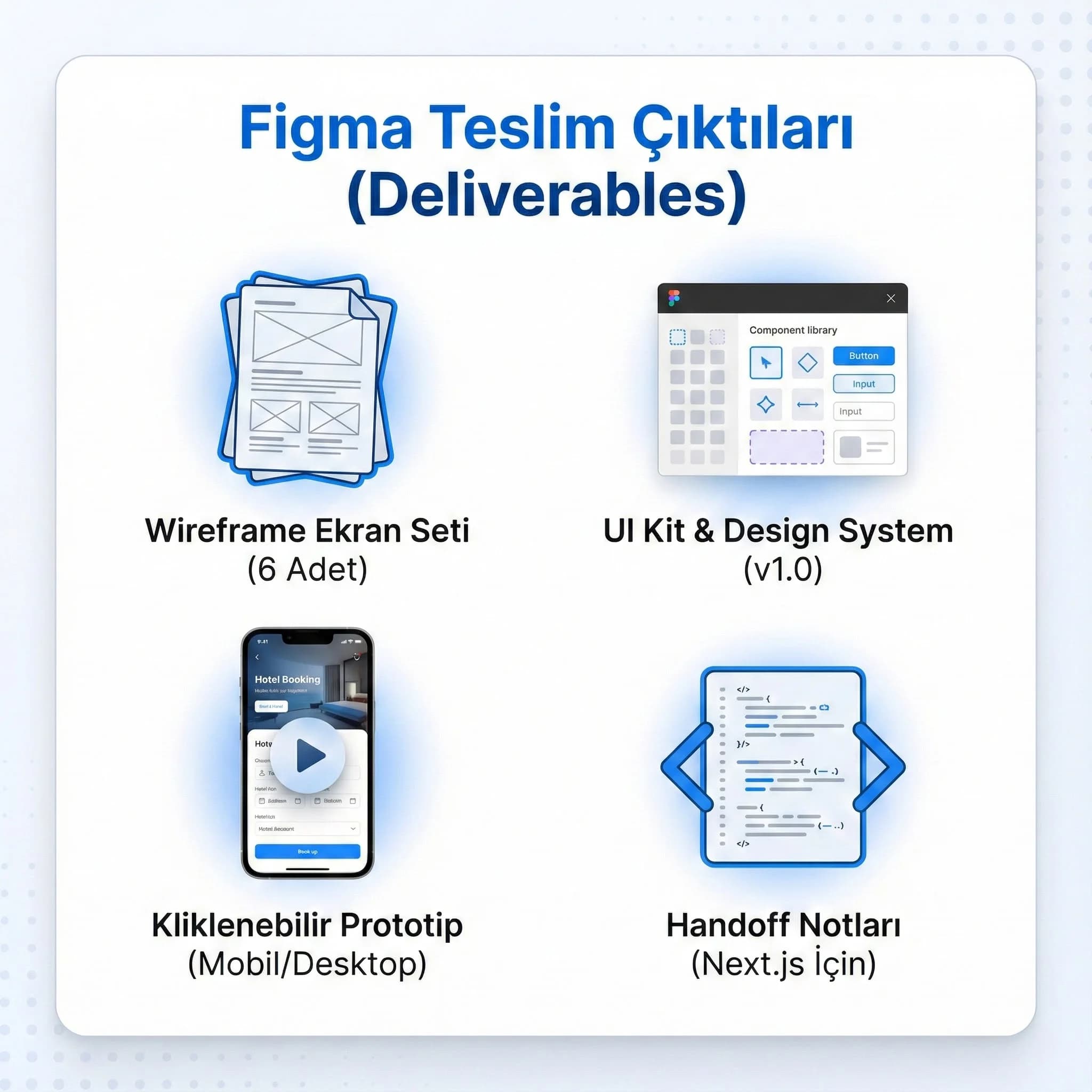 Wireframe ve prototip teslim çıktılarıyla güven veren proof kartı