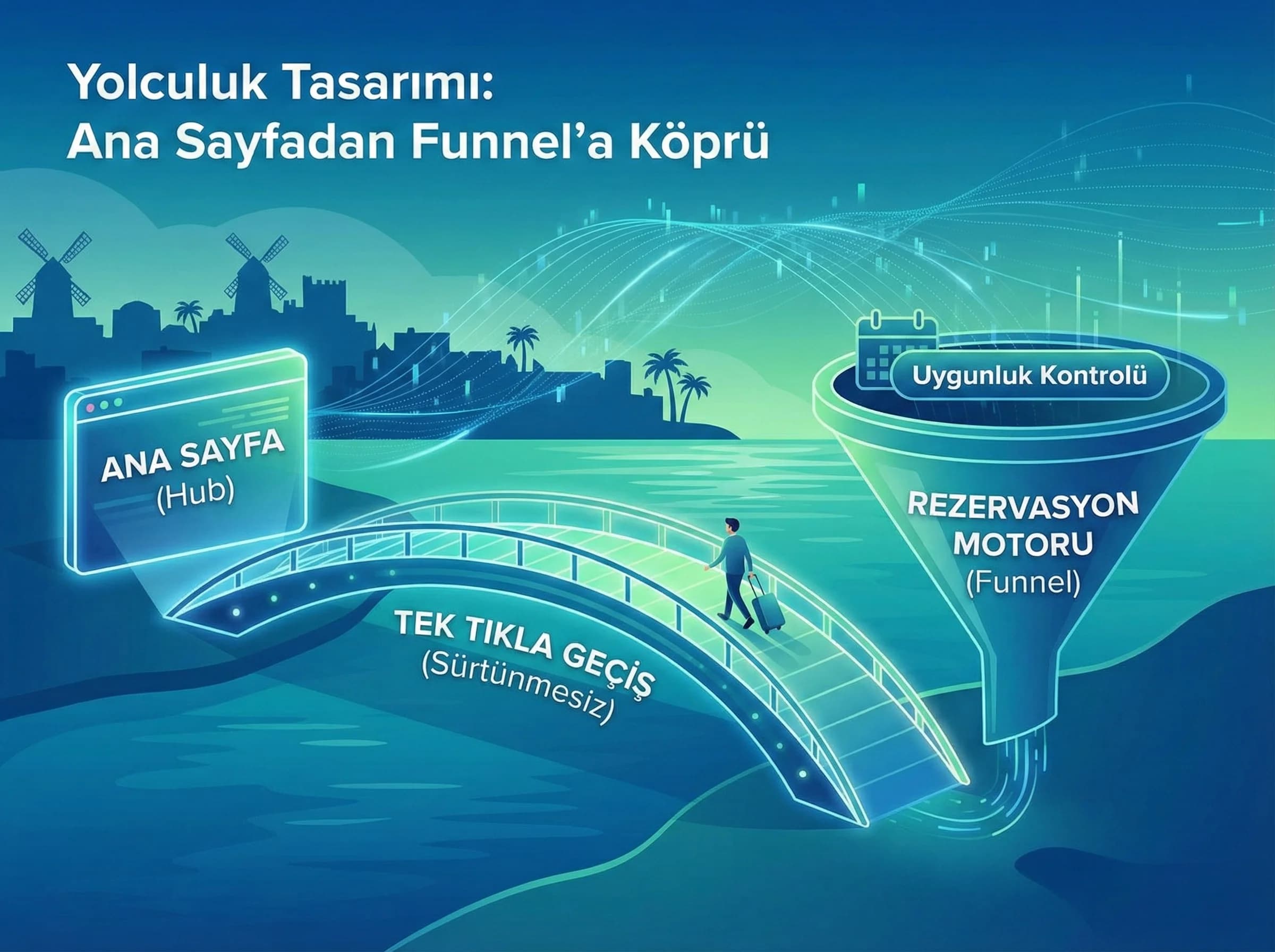 Ana sayfa funnel bağlantısı bölüm geçiş görseli otel bağlamı