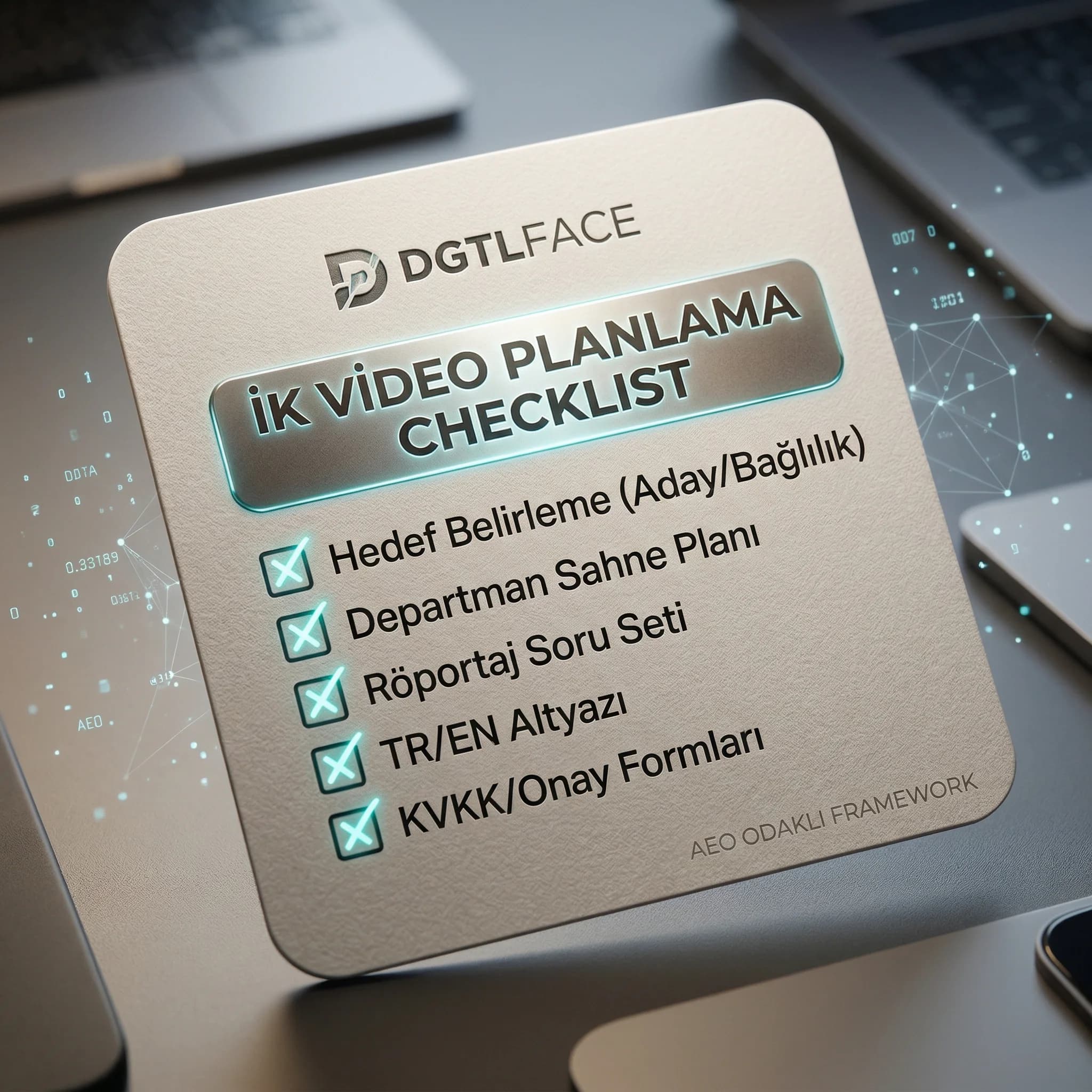 Otel İK video planlama checklist kartı hedef sahne röportaj seti