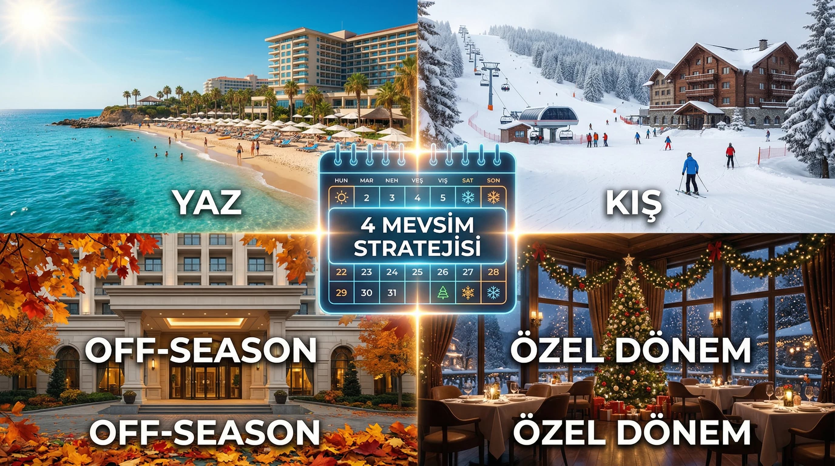 4 Mevsim Otel Video İçerik Planı: Yaz, Kış ve Özel Dönemler