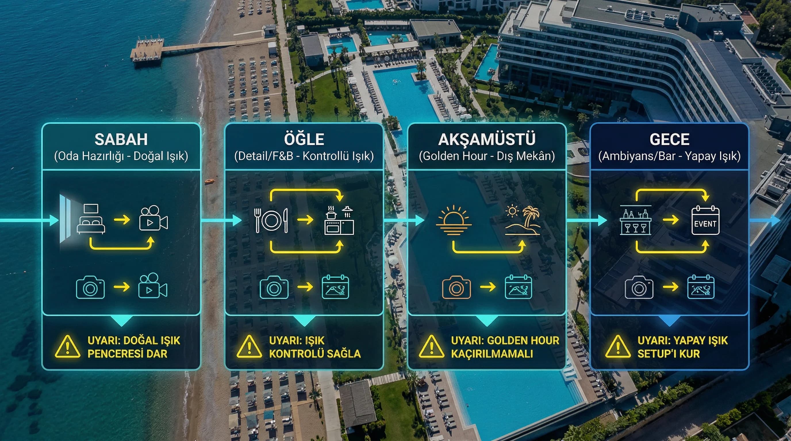 Işık ve mekân planını gösteren entegre zaman çizelgesi diyagramı