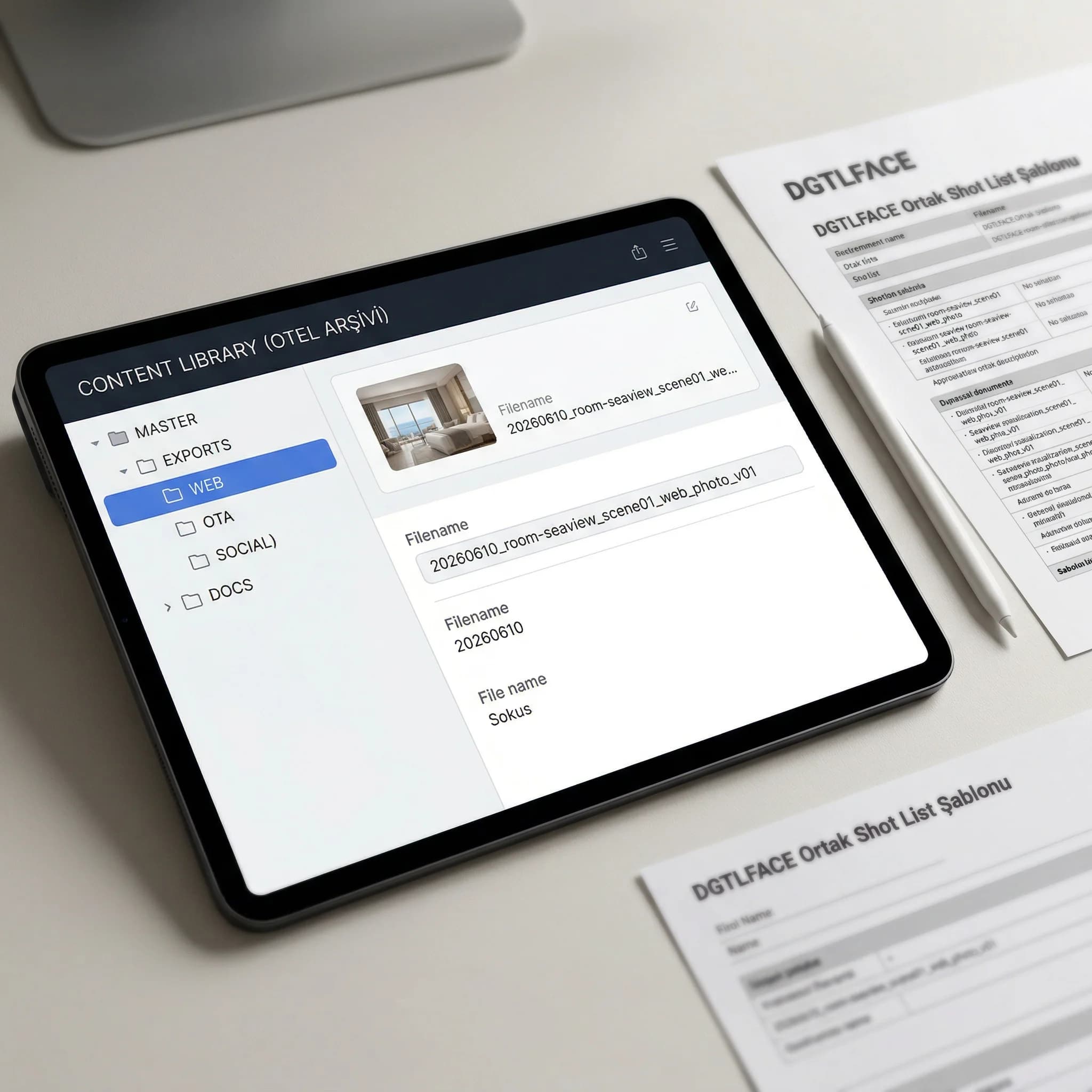 Ortak klasör yapısı ve dosya isimlendirme teslim seti proof kartı