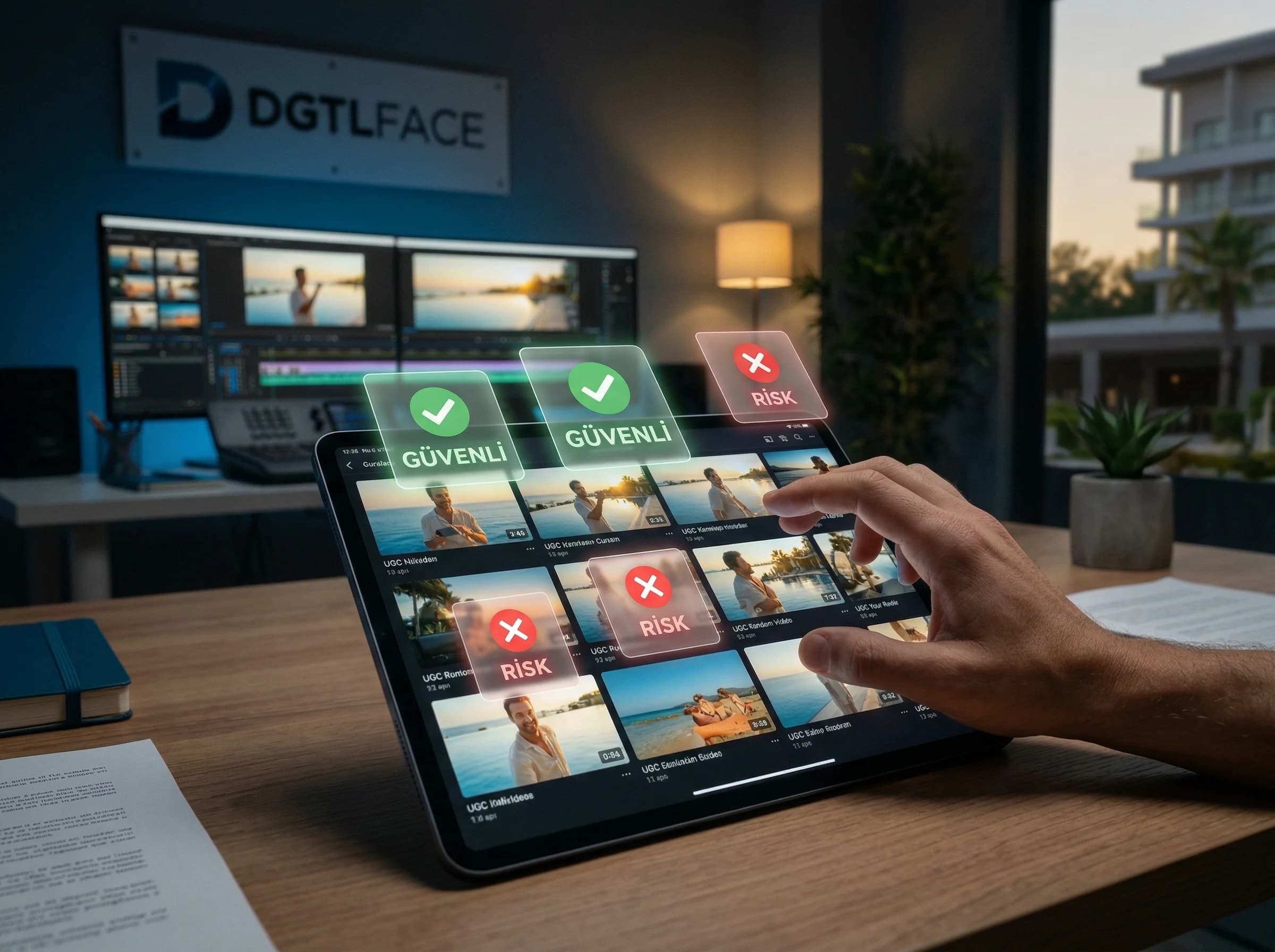 UGC topla seç izin al montaj yap yayınla akış diyagramı otel bağlamı