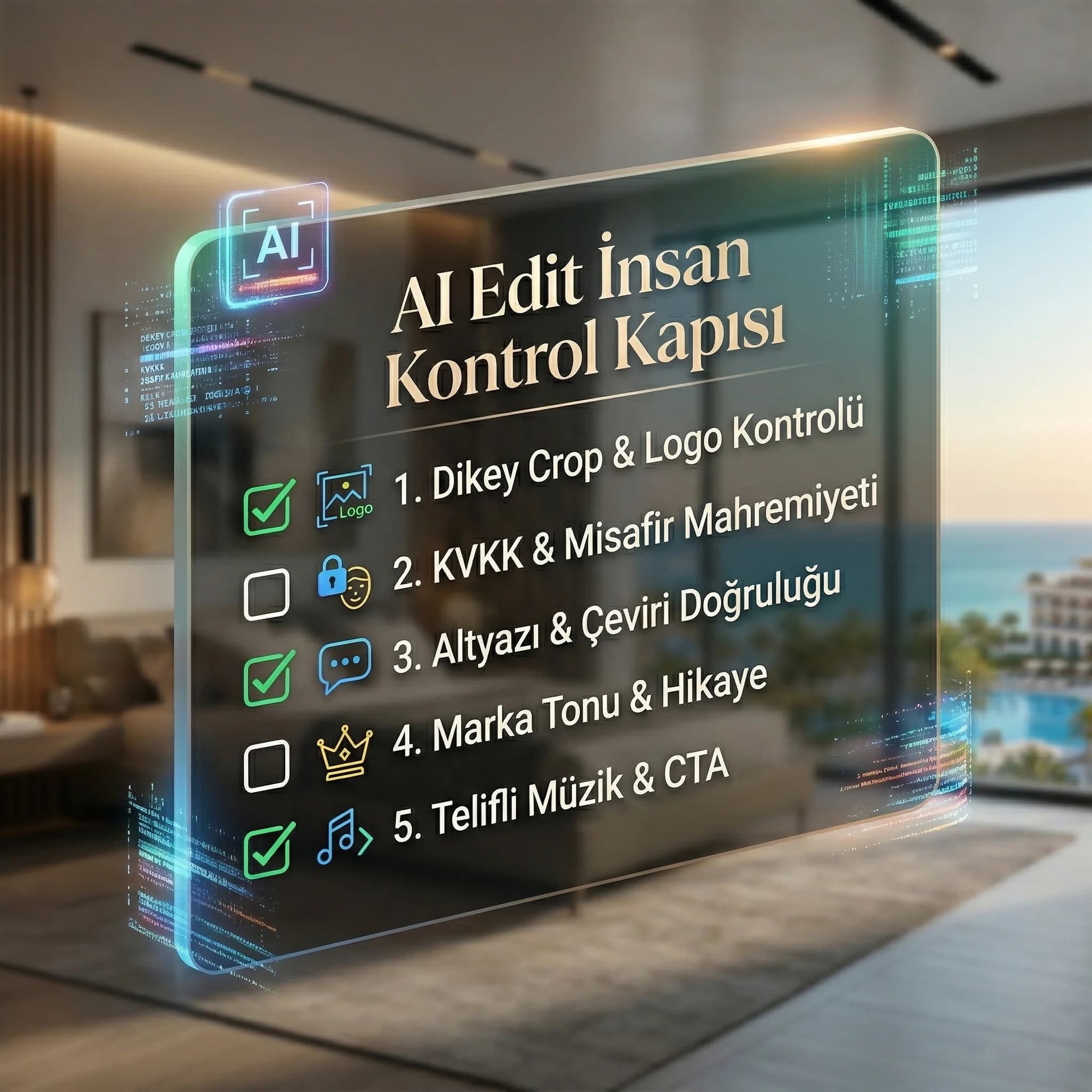 AI cut crop subtitle kontrol listesi, otel marka tutarlılığını sağlayan