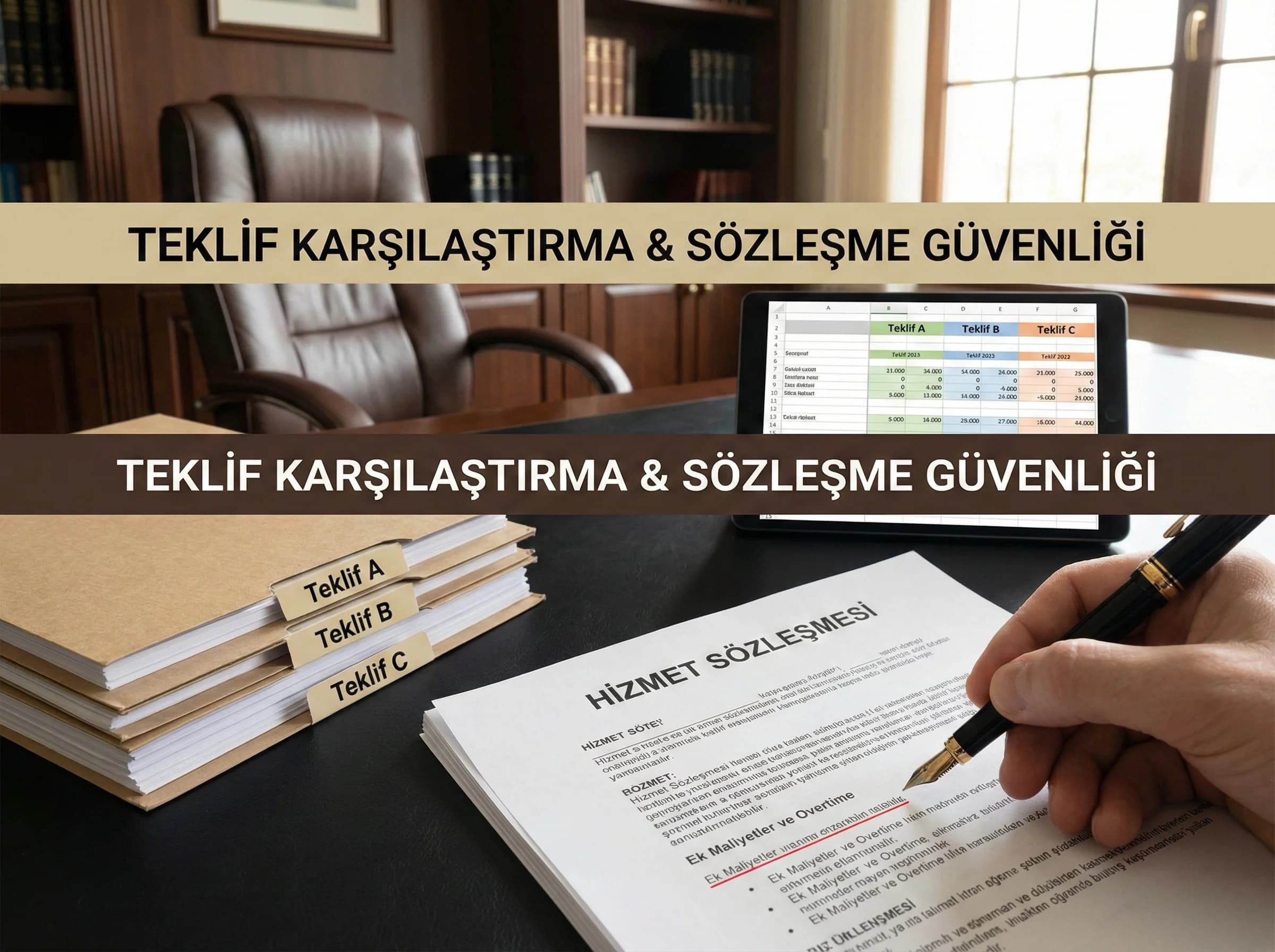 Teklif karşılaştırma ve sözleşme bölüm geçiş görseli otel etkinliği