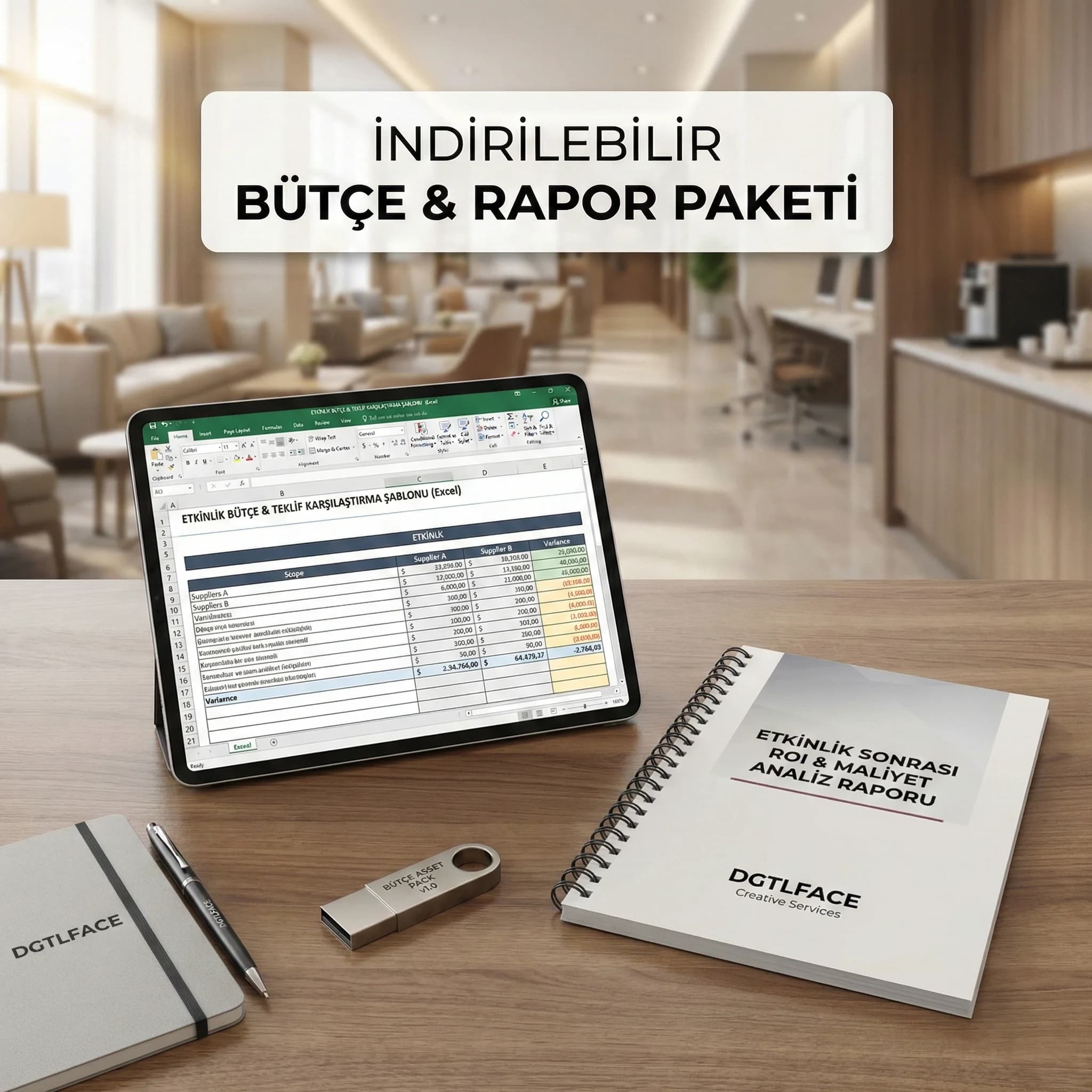 Teklif kıyas şablonu, sözleşme kontrolü ve ROI raporu deliverables kartı