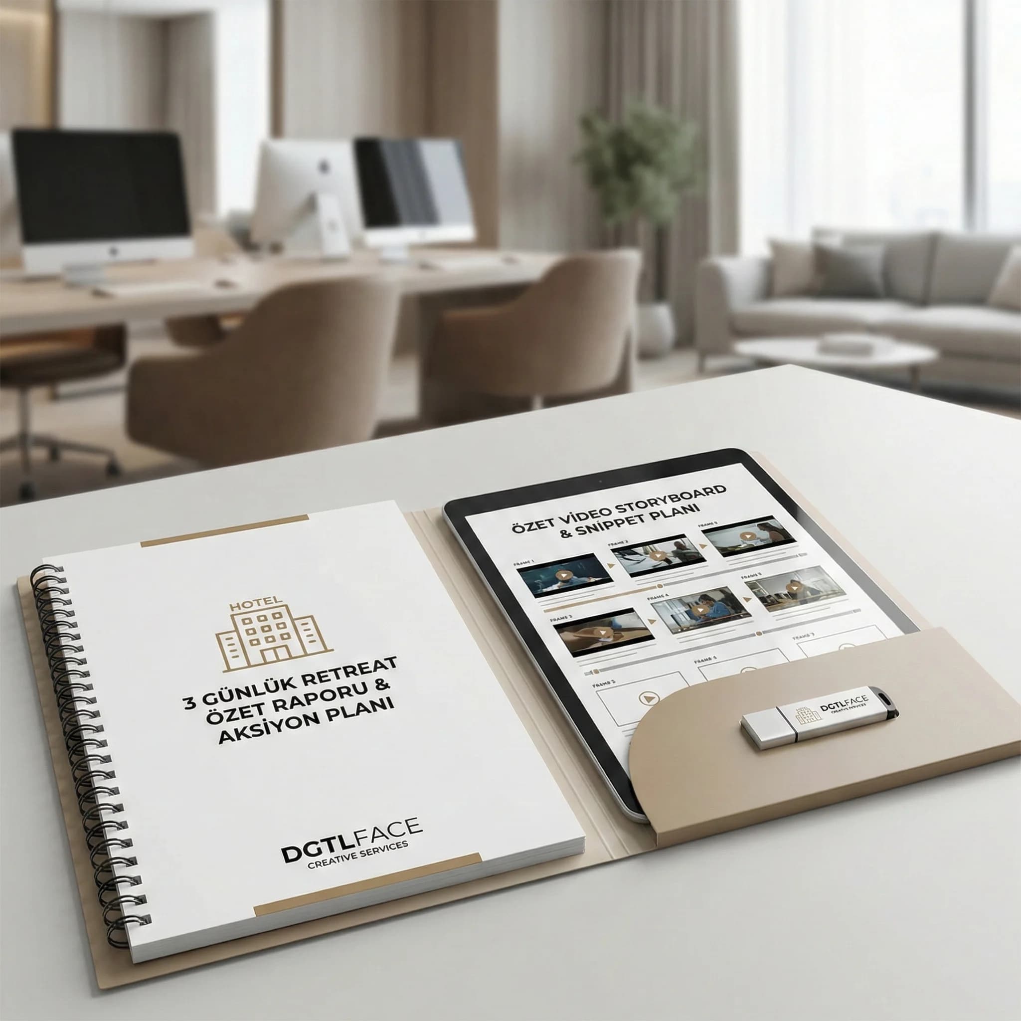 Retreat sonrası özet video storyboard ve rapor deliverables proof kartı otel