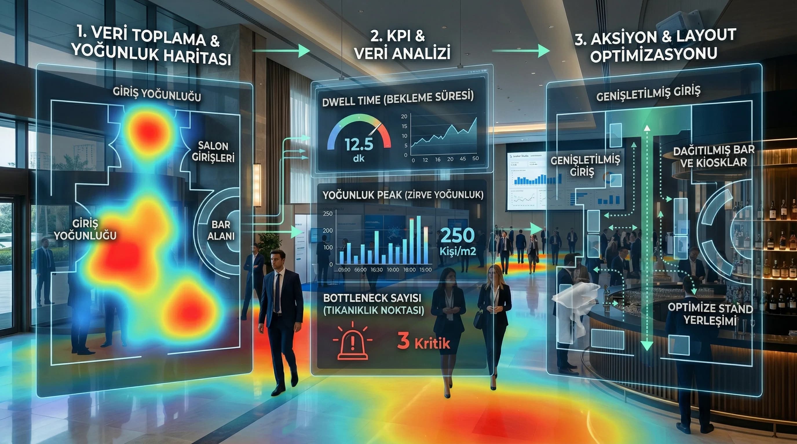 Yoğunluk verisinden KPI ve aksiyona giden analitik akışı context görseli