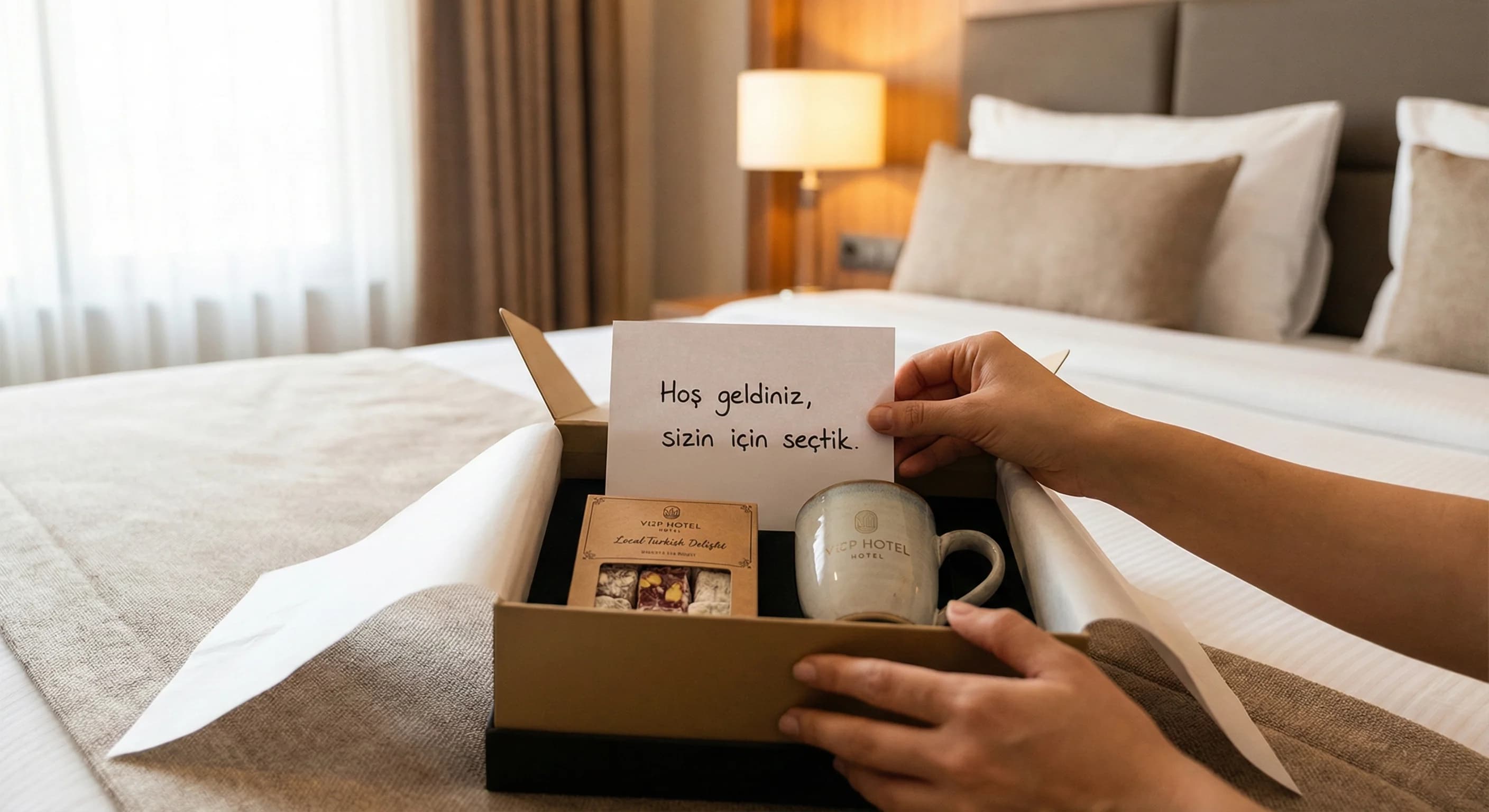 VIP misafir hediyesi, unboxing ve marka hikâyesi otel bağlamı