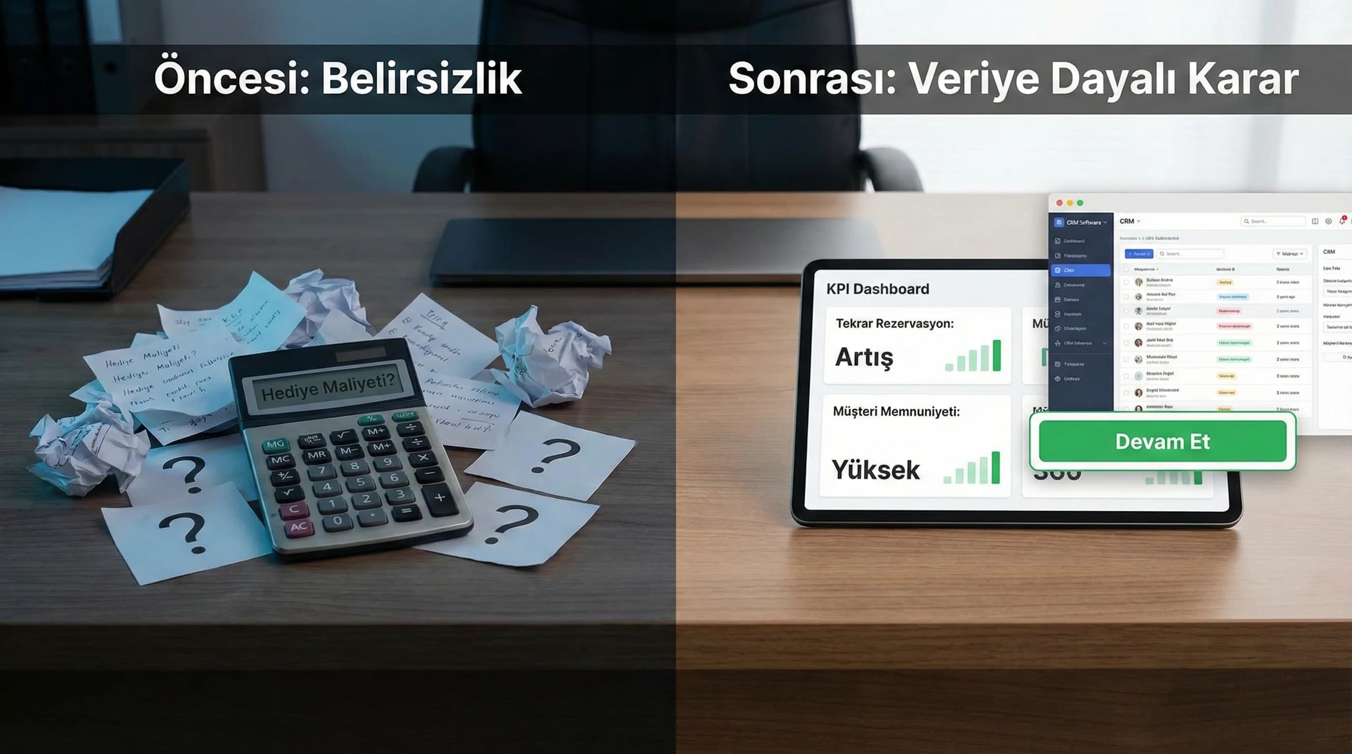 KPI tablosu ve dashboard mantığı, hediye programı otel bağlamı