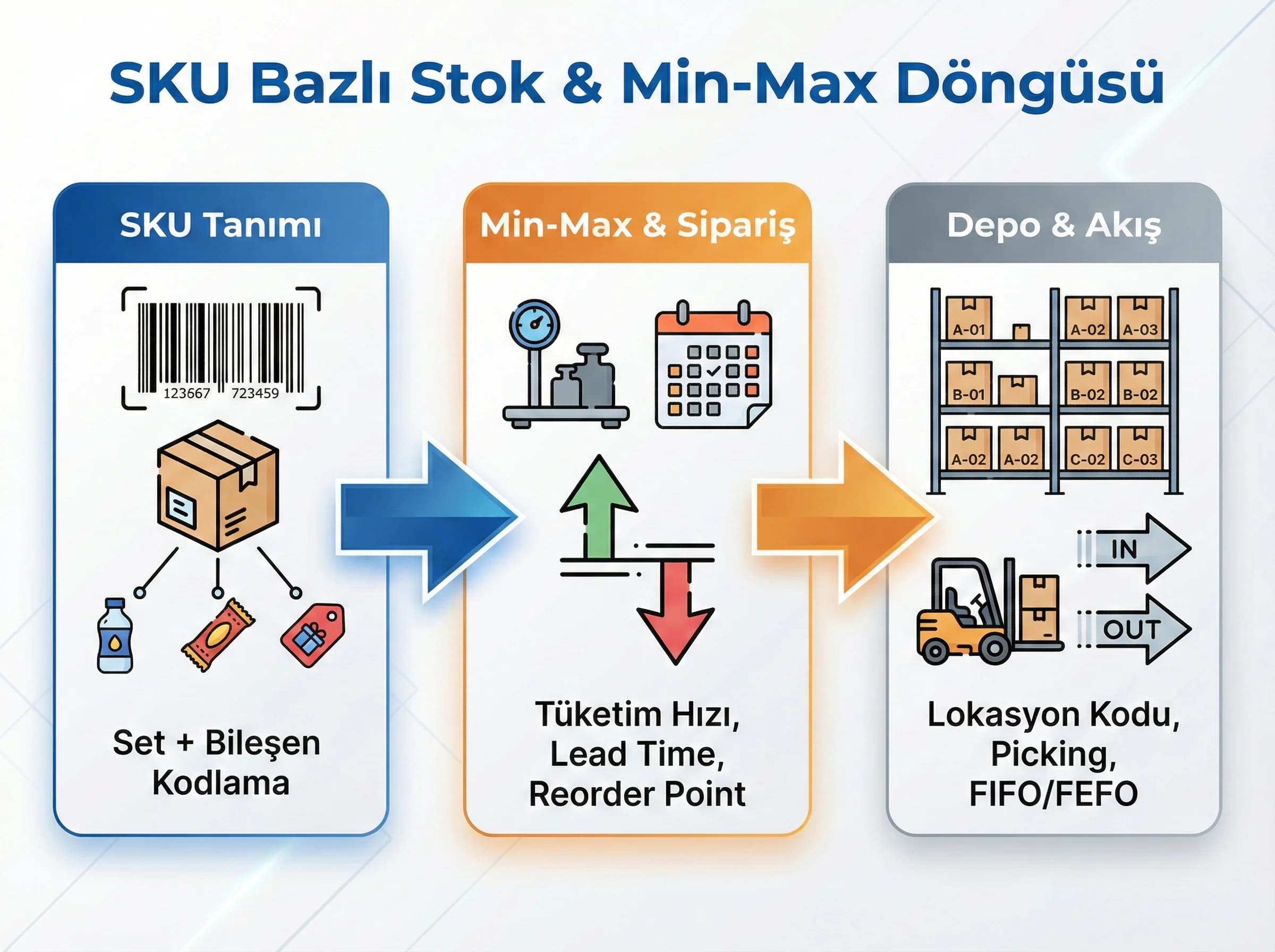 SKU, min–max ve depo akışı, otel hediye operasyonu bağlamı