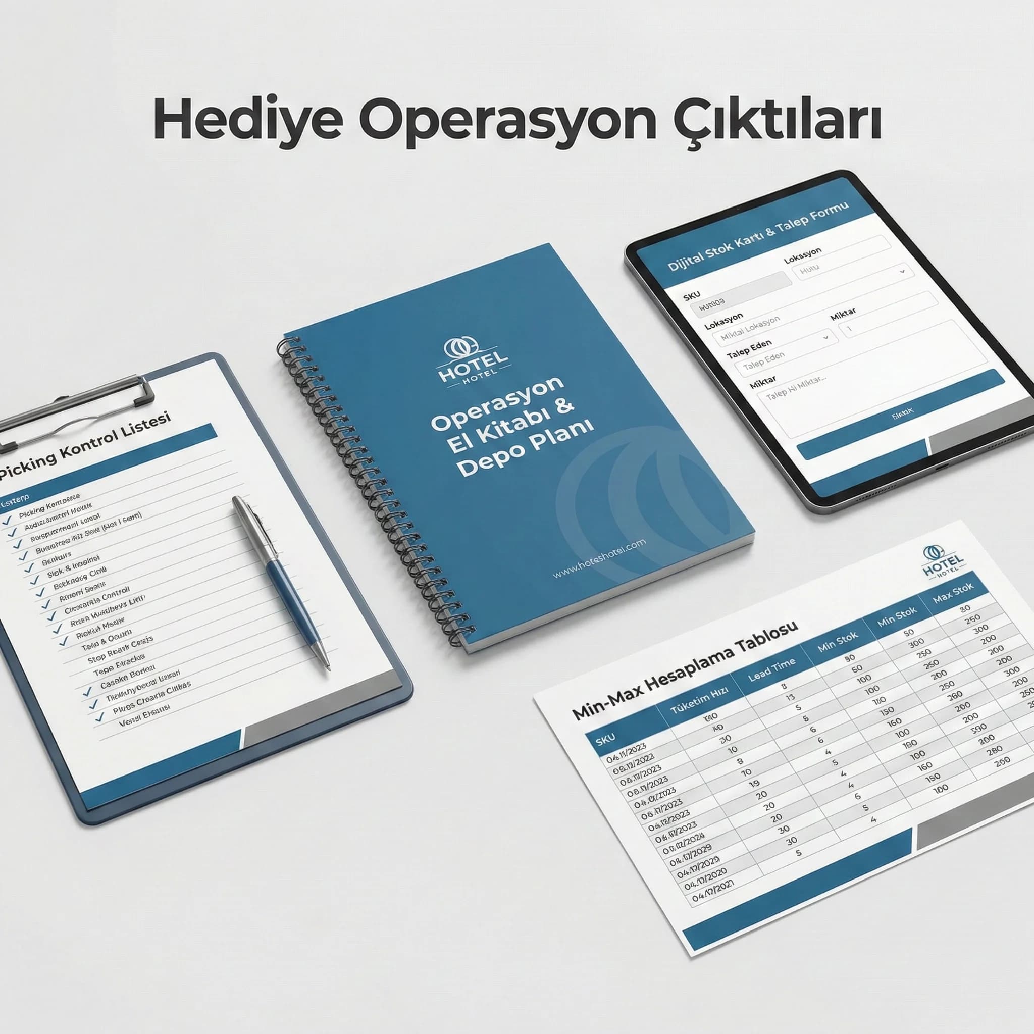 Stok kartı ve depo planı deliverables, otel operasyon bağlam