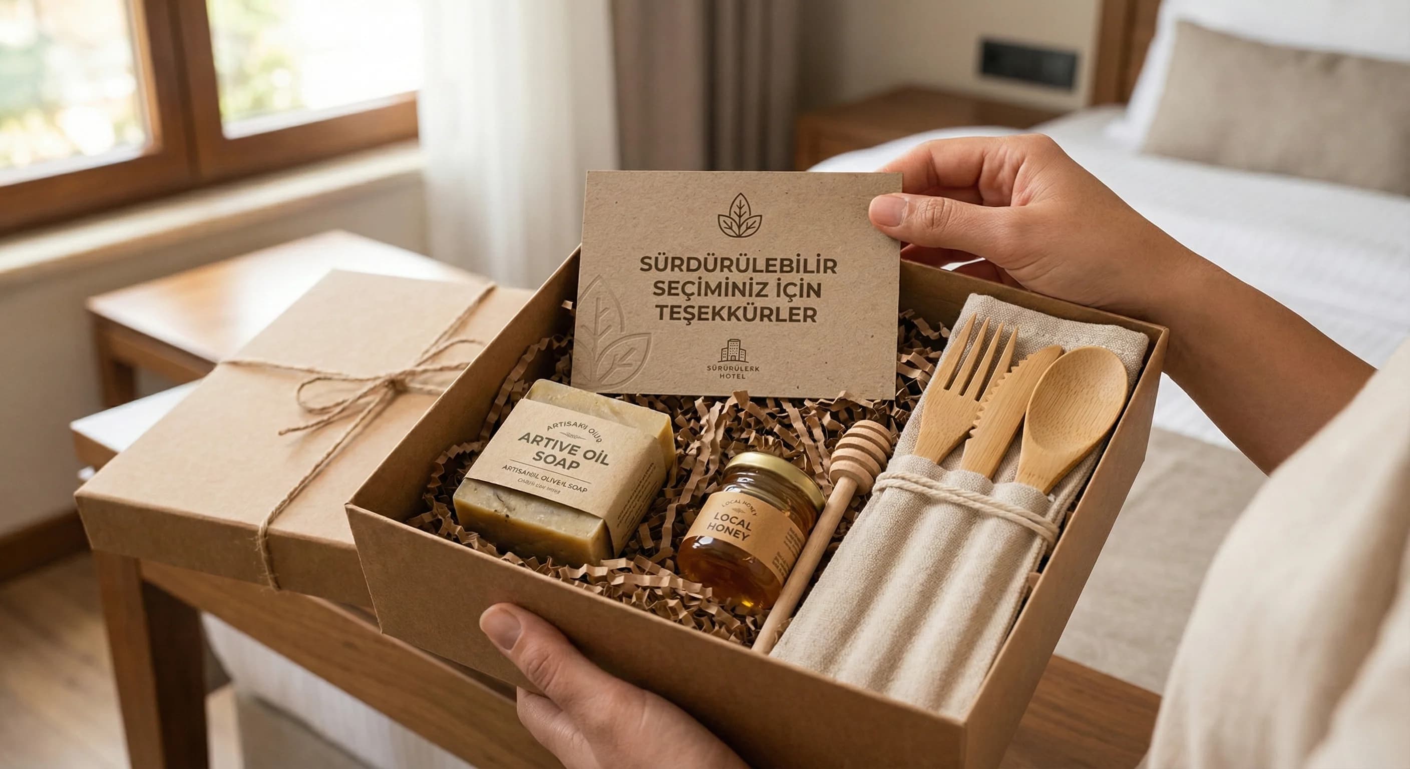 Minimal kutu tasarımı, sürdürülebilir malzeme ve otel deneyimi bağlamı