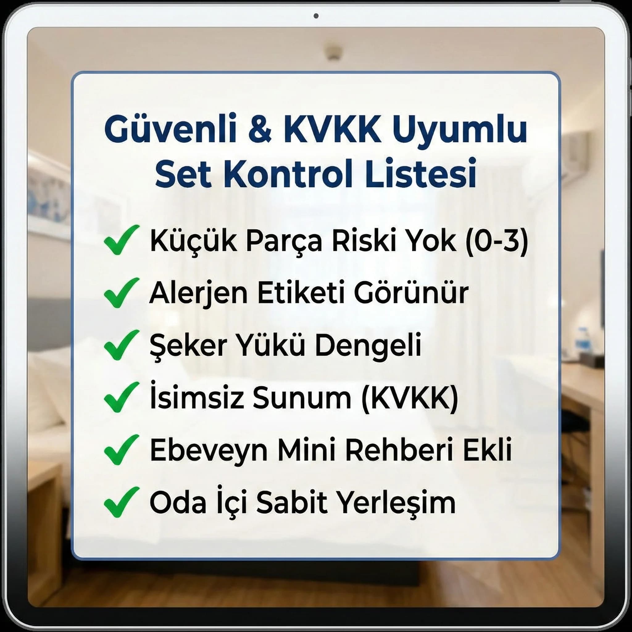 Aile seti checklist amacı, güvenlik adımları ve otel bağlamı