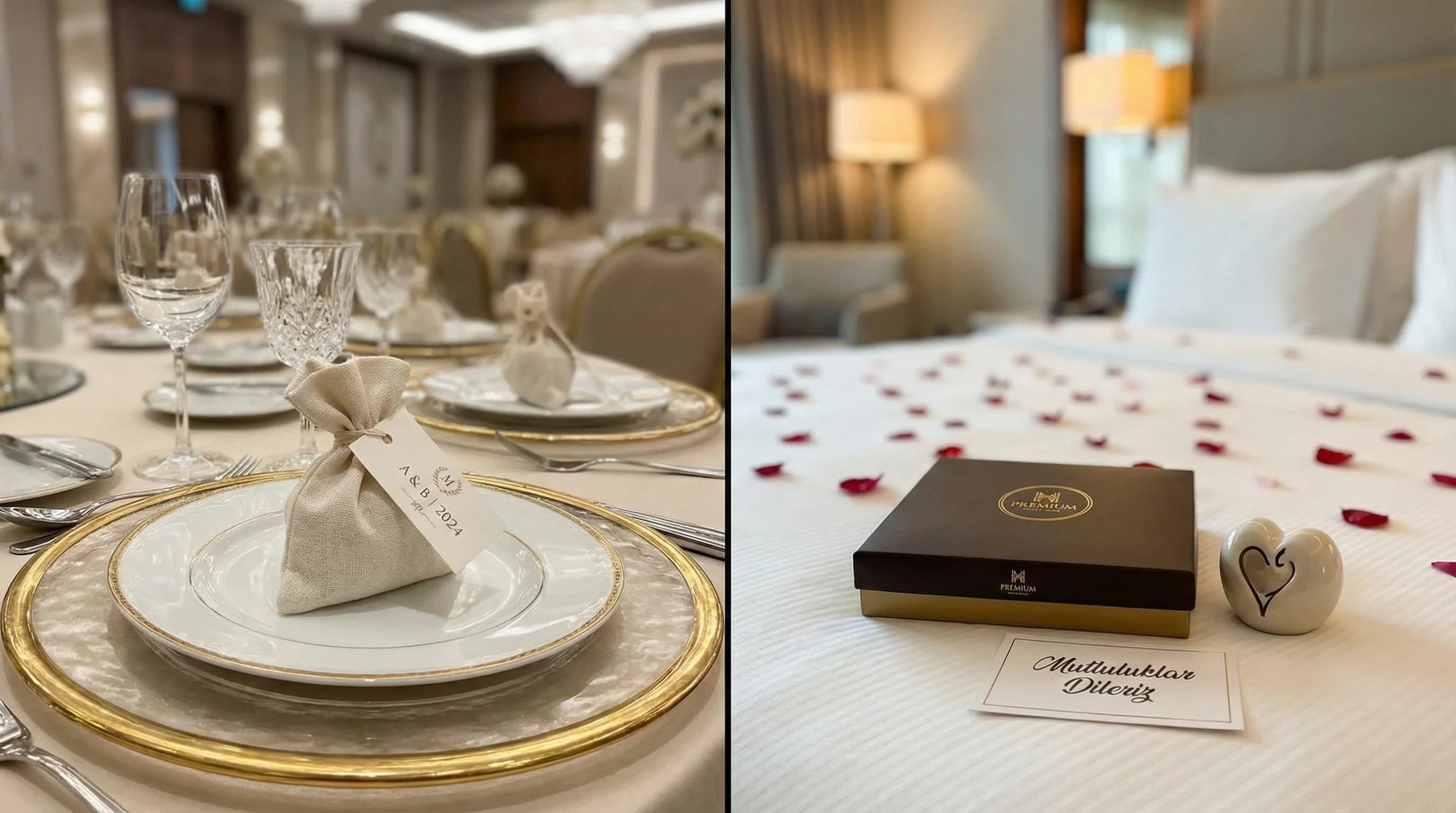 Nikah masa üstü hediye ve balayı oda seti, otel deneyimi bağlamı