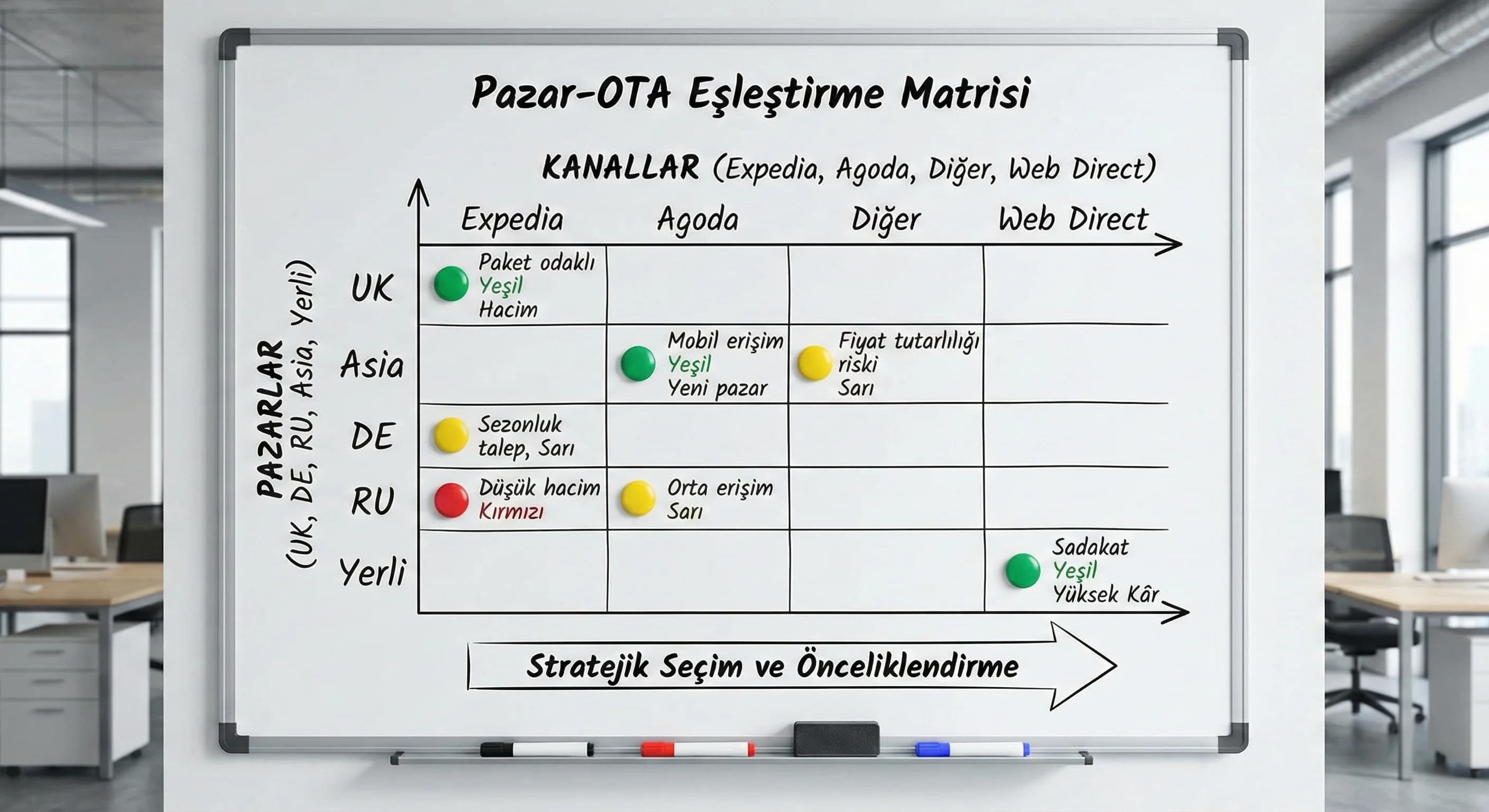 Pazar-OTA eşleştirme fikri, amaç: stratejik seçim, otel gelir bağlamı