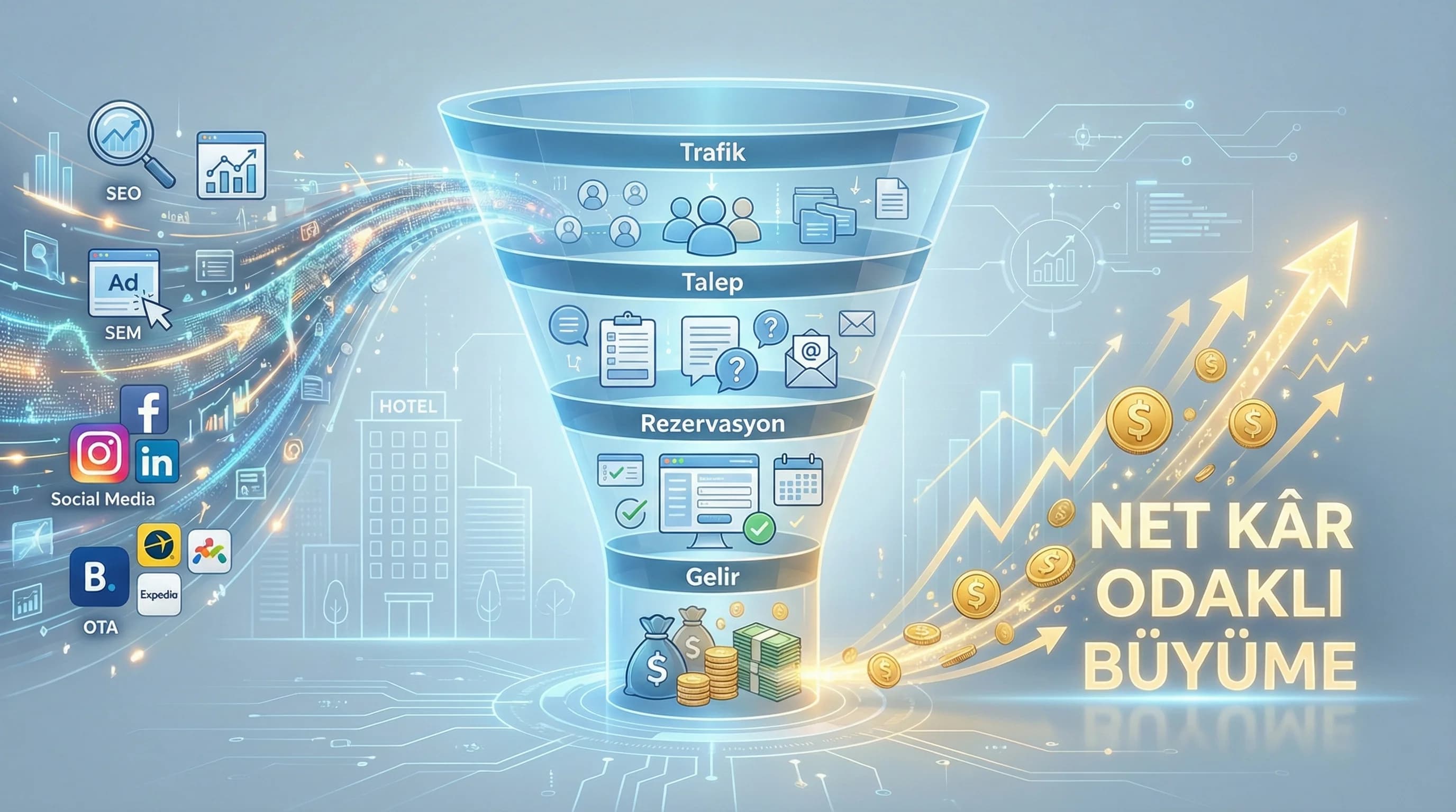 Otel Online Satış Hunisi Nasıl Kurgulanır? Trafik, Talep, Rezervasyon, Gelir