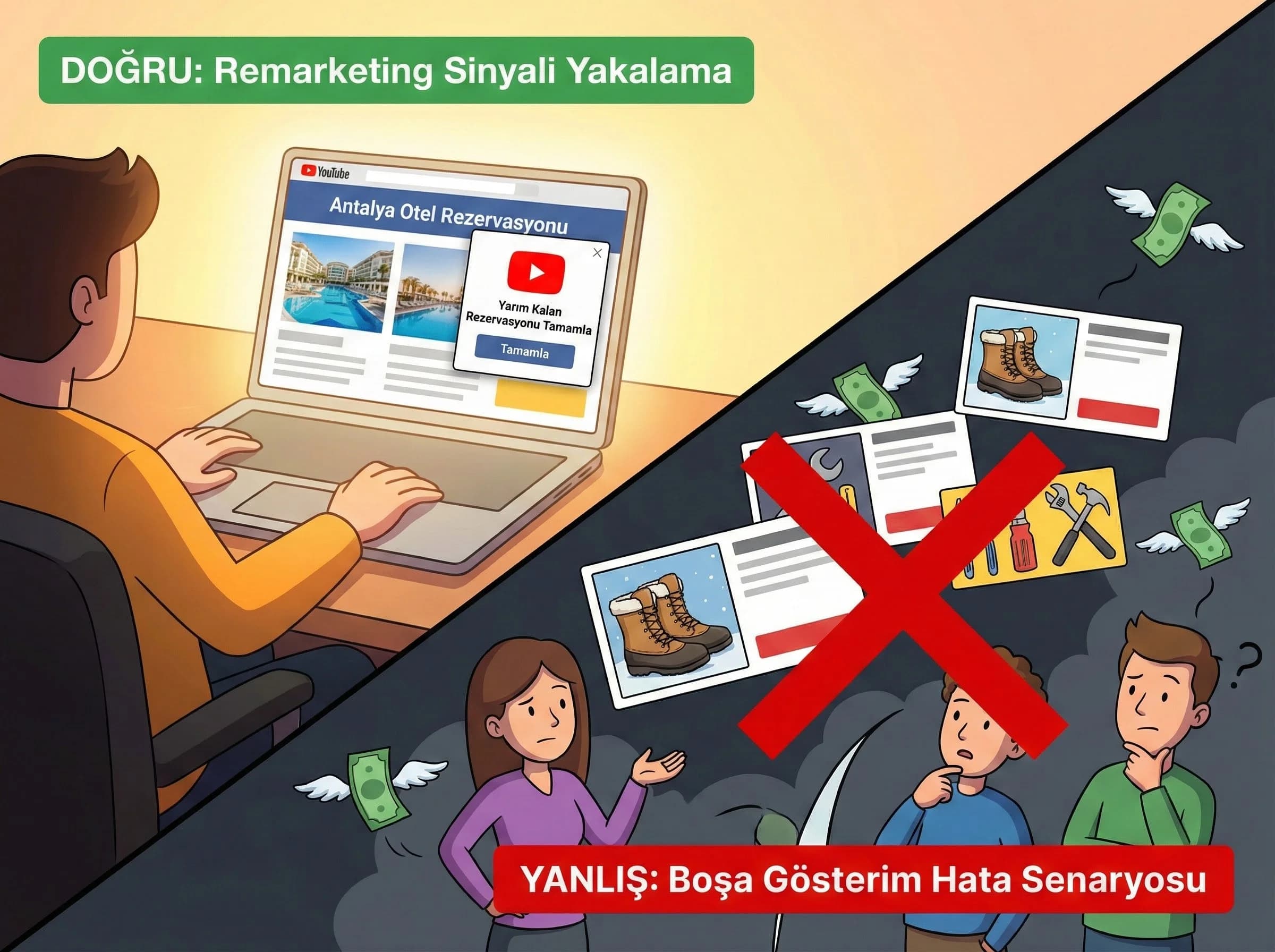 Remarketing ve hata senaryolarına geçiş için ayırıcı görsel