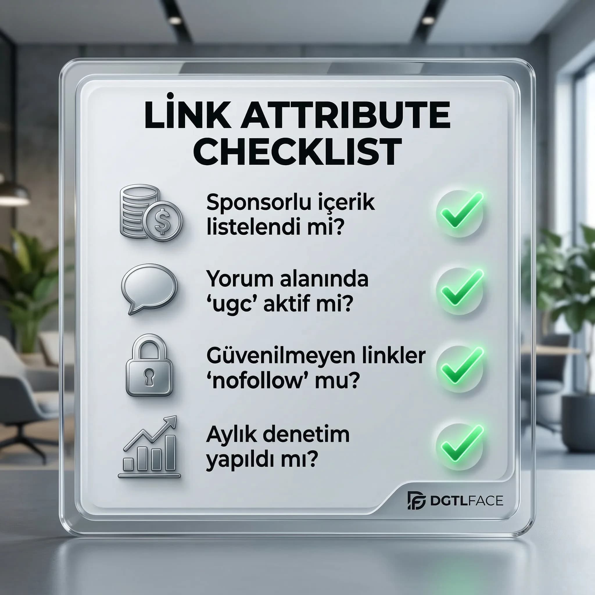 Link attribute kontrol listesi, sponsorlu ve UGC etiketleme adımları