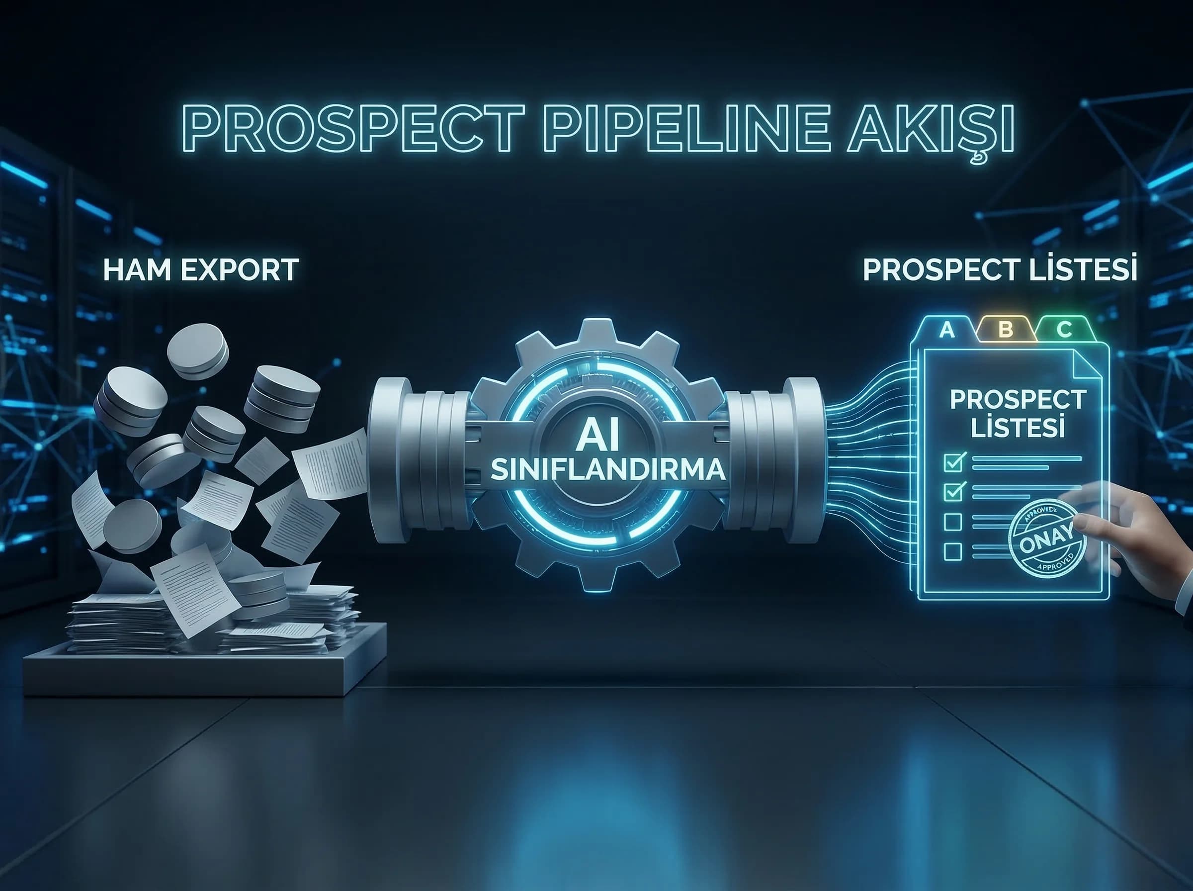 Export’tan prospect listesine dönüşüm, hızlı sınıflandırma ve eleme