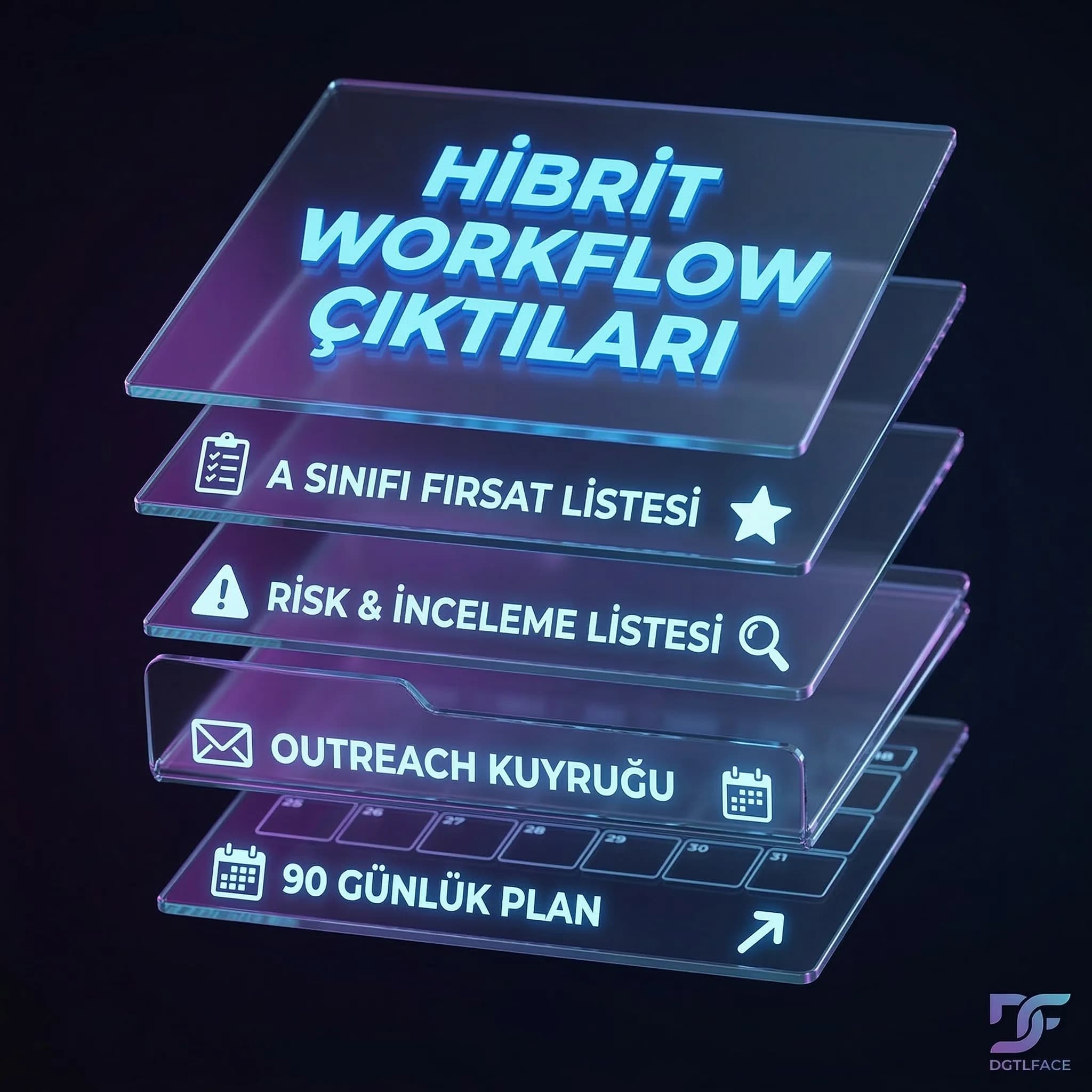 Prospect listesi ve risk listesi çıktıları, 90 günlük plan kanıt kartı