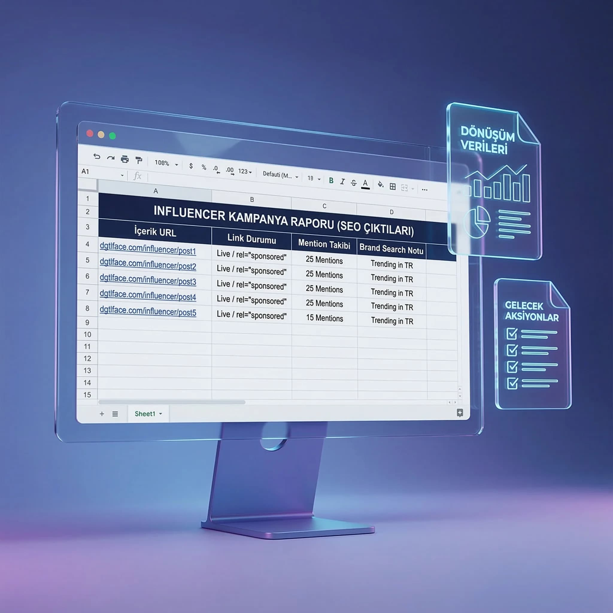 Kampanya deliverables kartı, brief eki rapor ve ölçüm seti