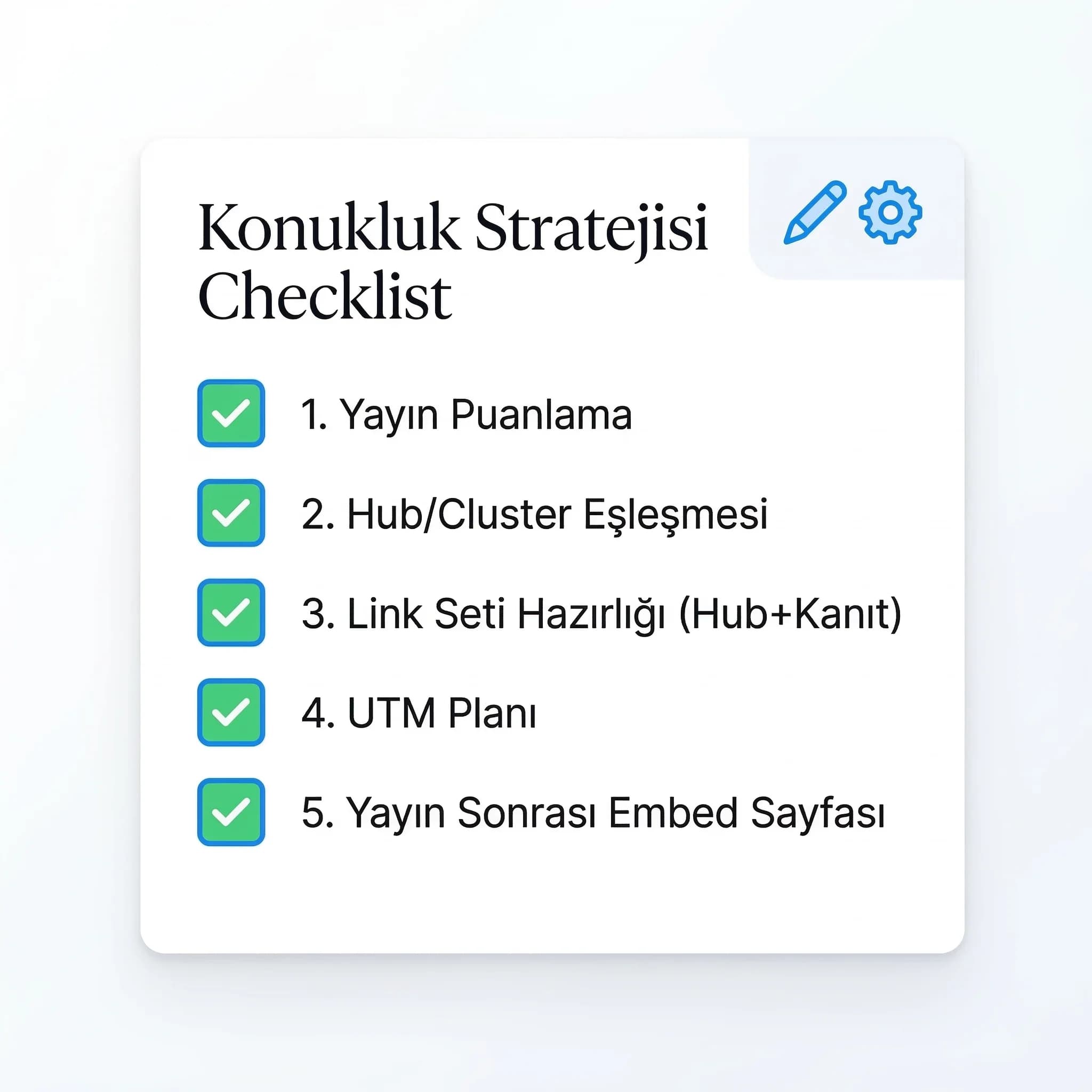 Konukluk öncesi sonrası checklist, link ve embed adımları