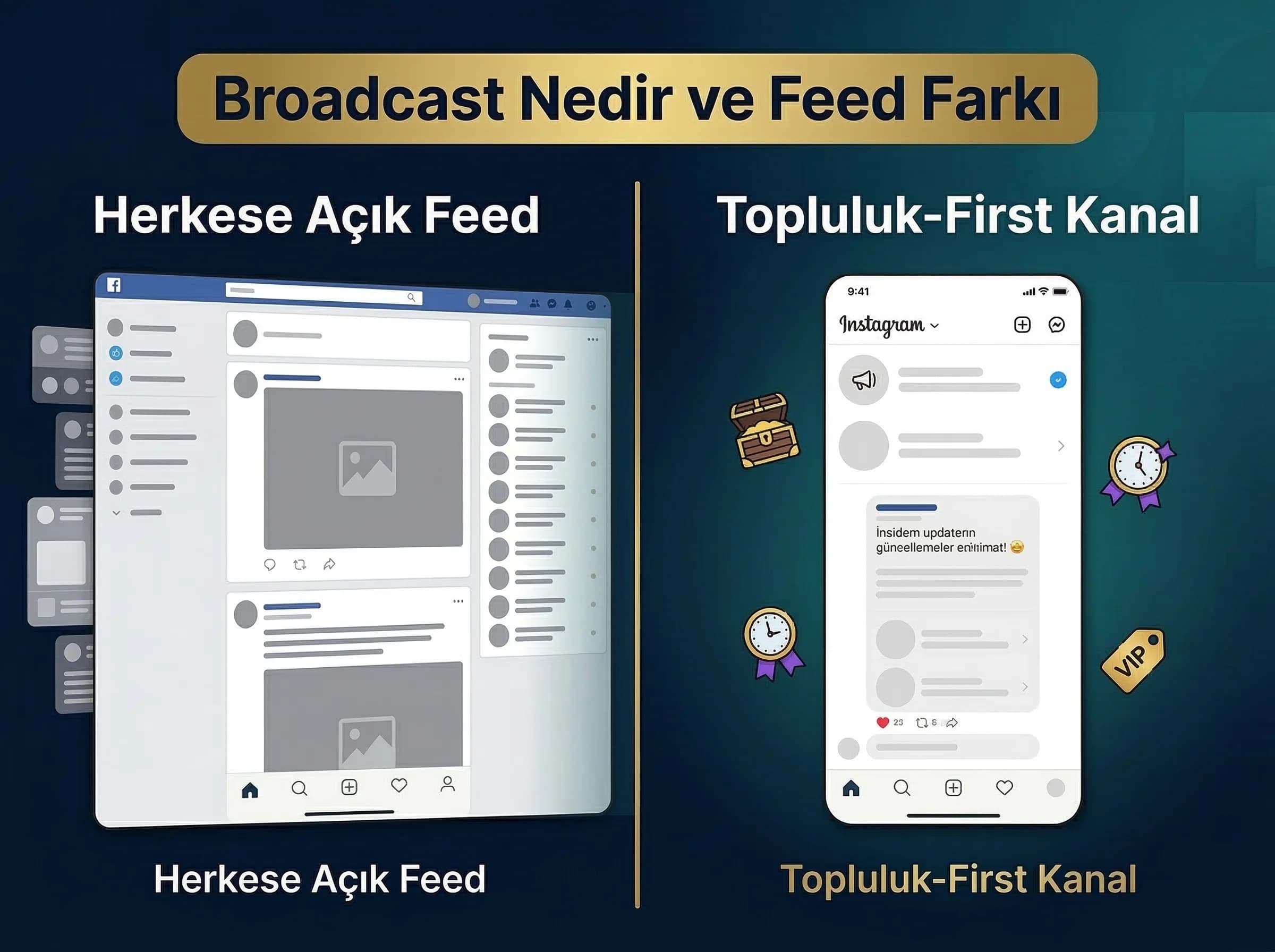 Broadcast nedir, feed farkı, topluluk-first