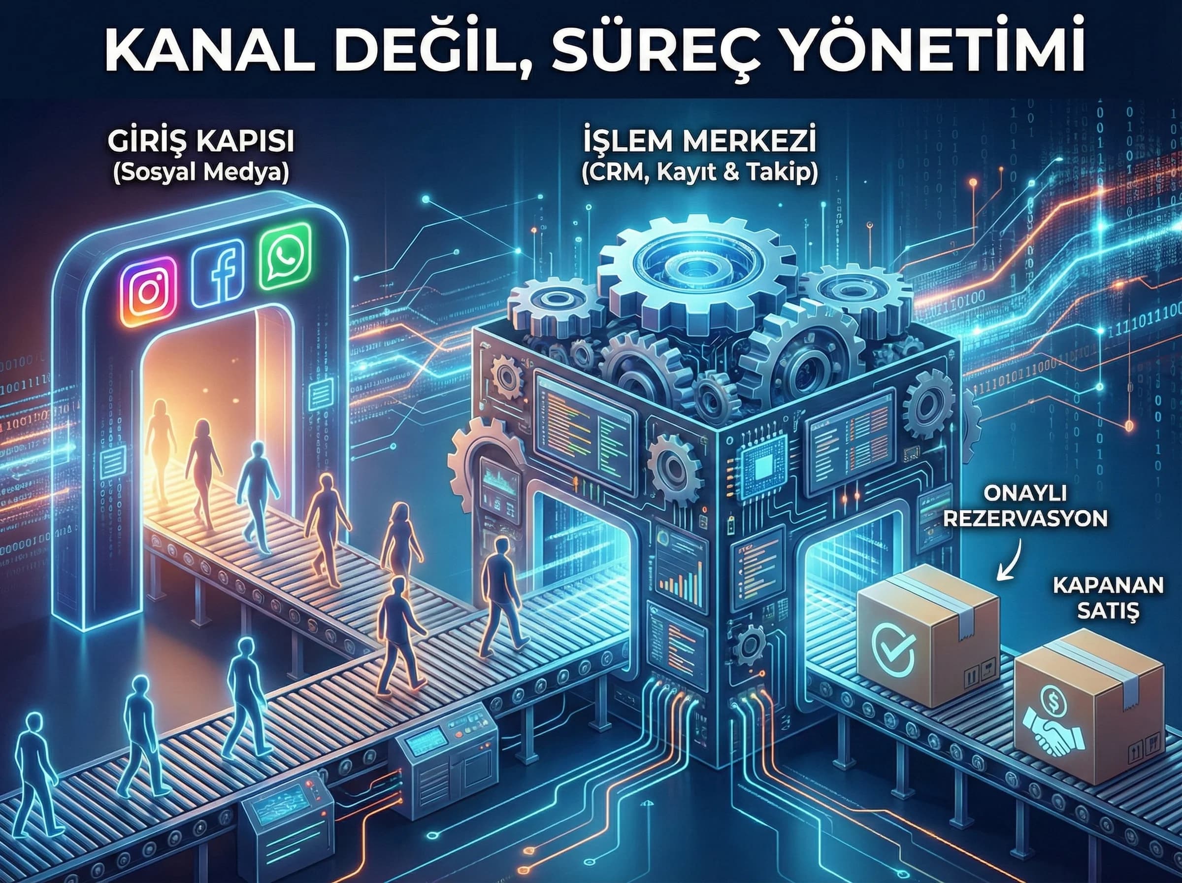 Sosyal medya ile CRM ilişkisinin süreç mantığını gösteren bölüm görseli