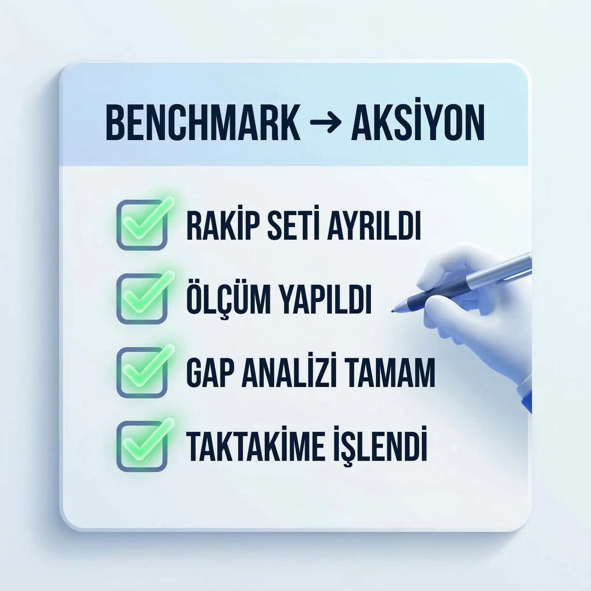 Aylık insight review checklist’ini içerik planlama adımlarıyla özetleyen kart görseli