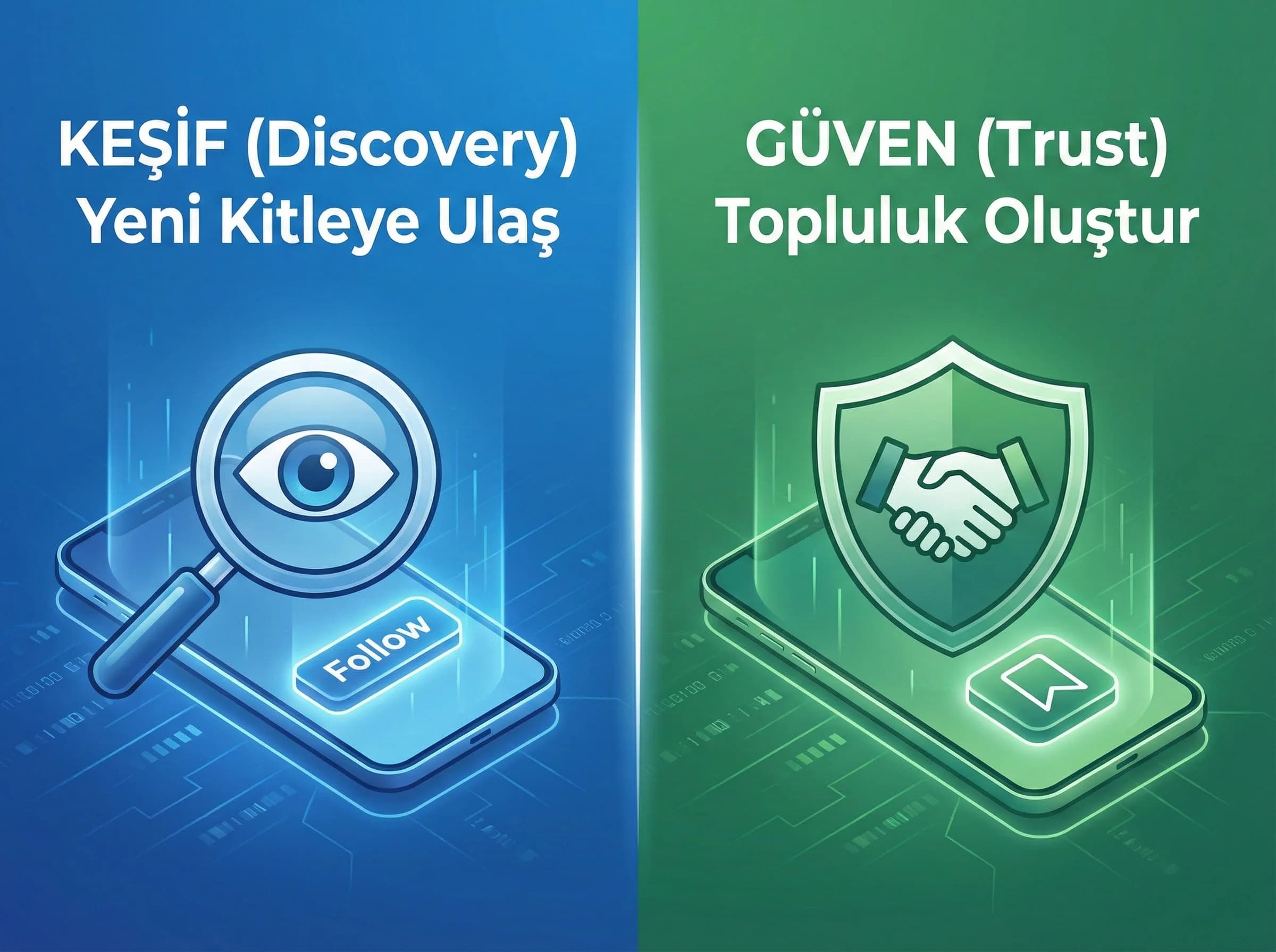 Reels’in keşif ve güven rolünü açıklayan bölüm ayırıcı görsel