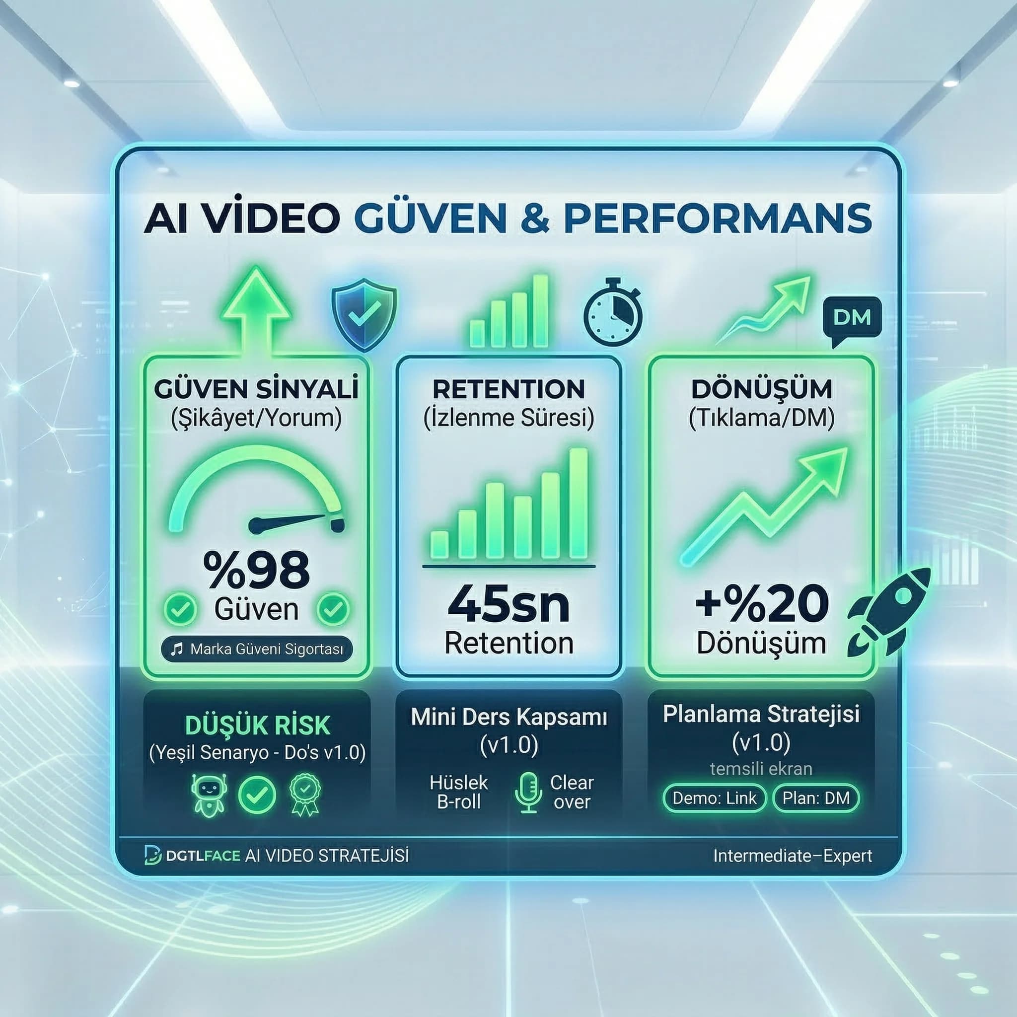 Güven ve performans KPI paneli (şikâyet, retention, tıklama)