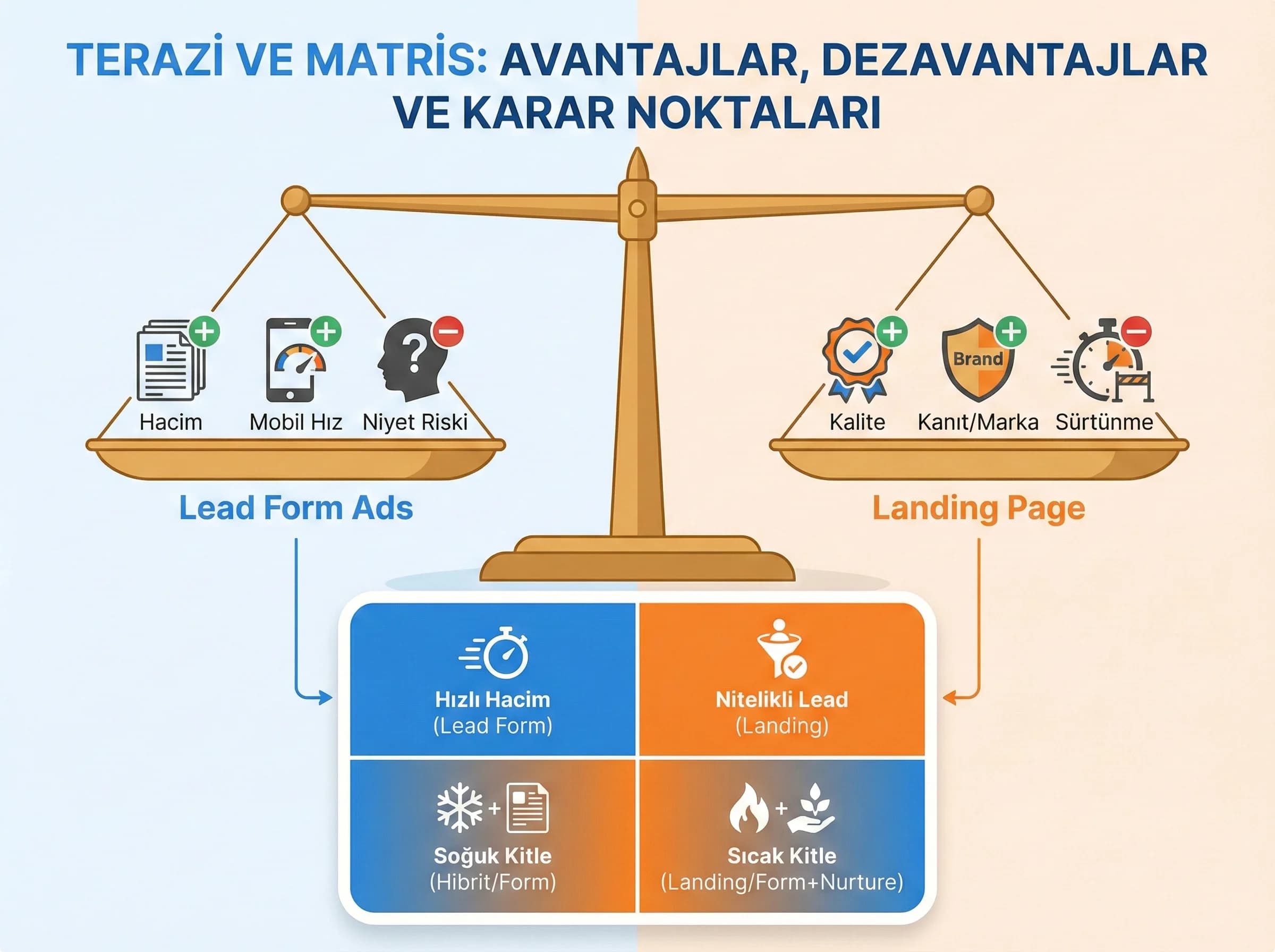 Lead form vs landing karar matrisi bölüm ayracı, dönüşüm UX rehberi